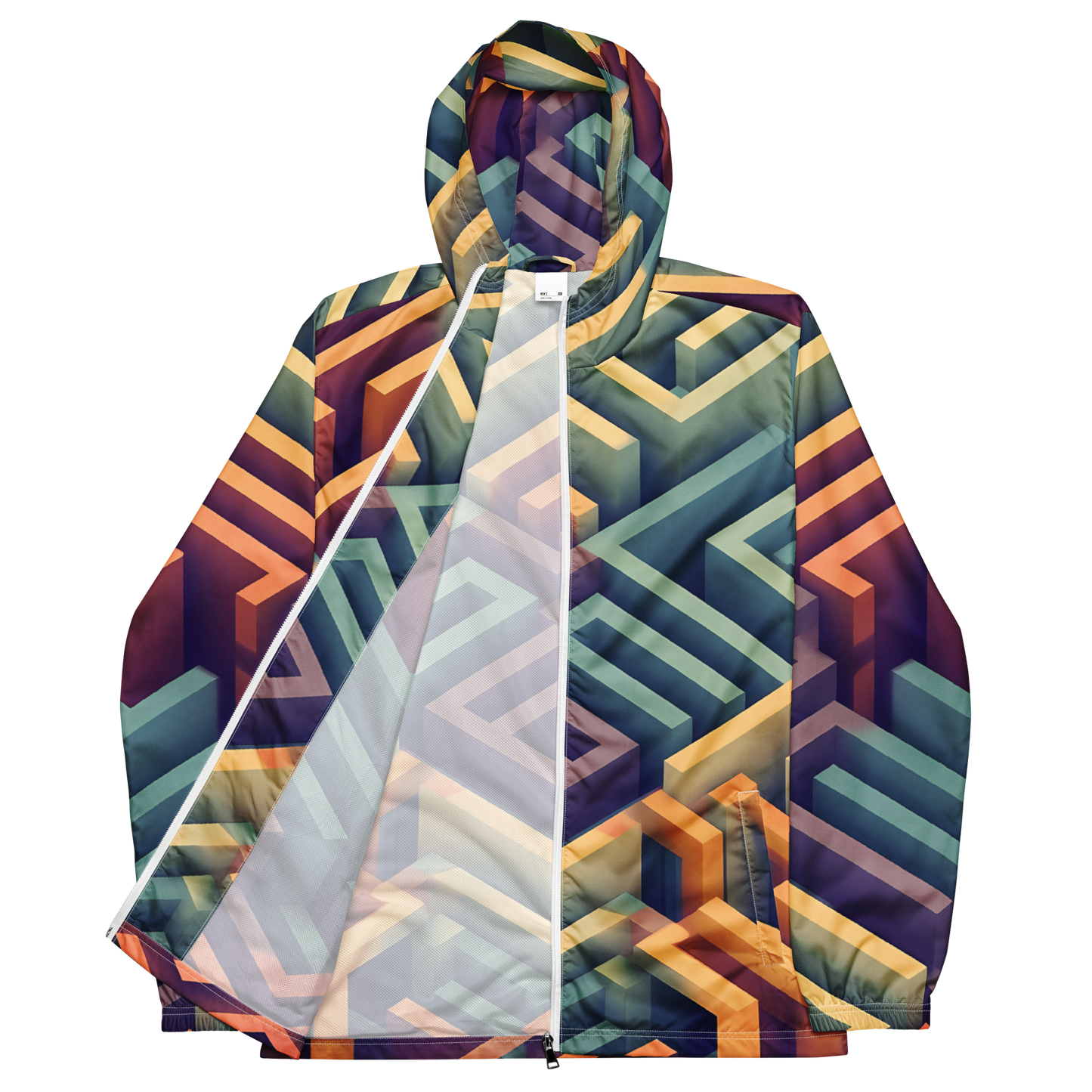 3D Maze Illusion | 3D Patterns | All-Over Print Men's Windbreaker - #3