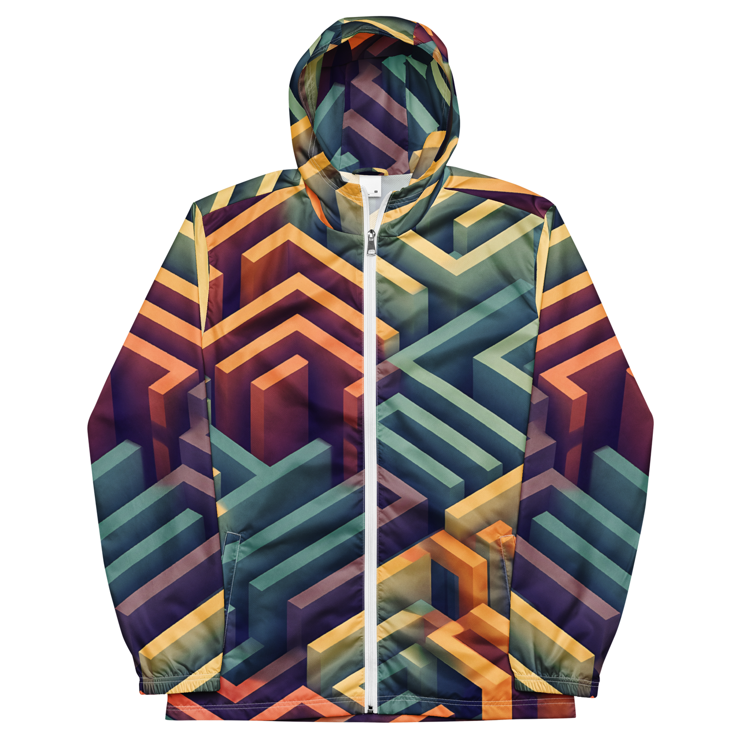 3D Maze Illusion | 3D Patterns | All-Over Print Men's Windbreaker - #3