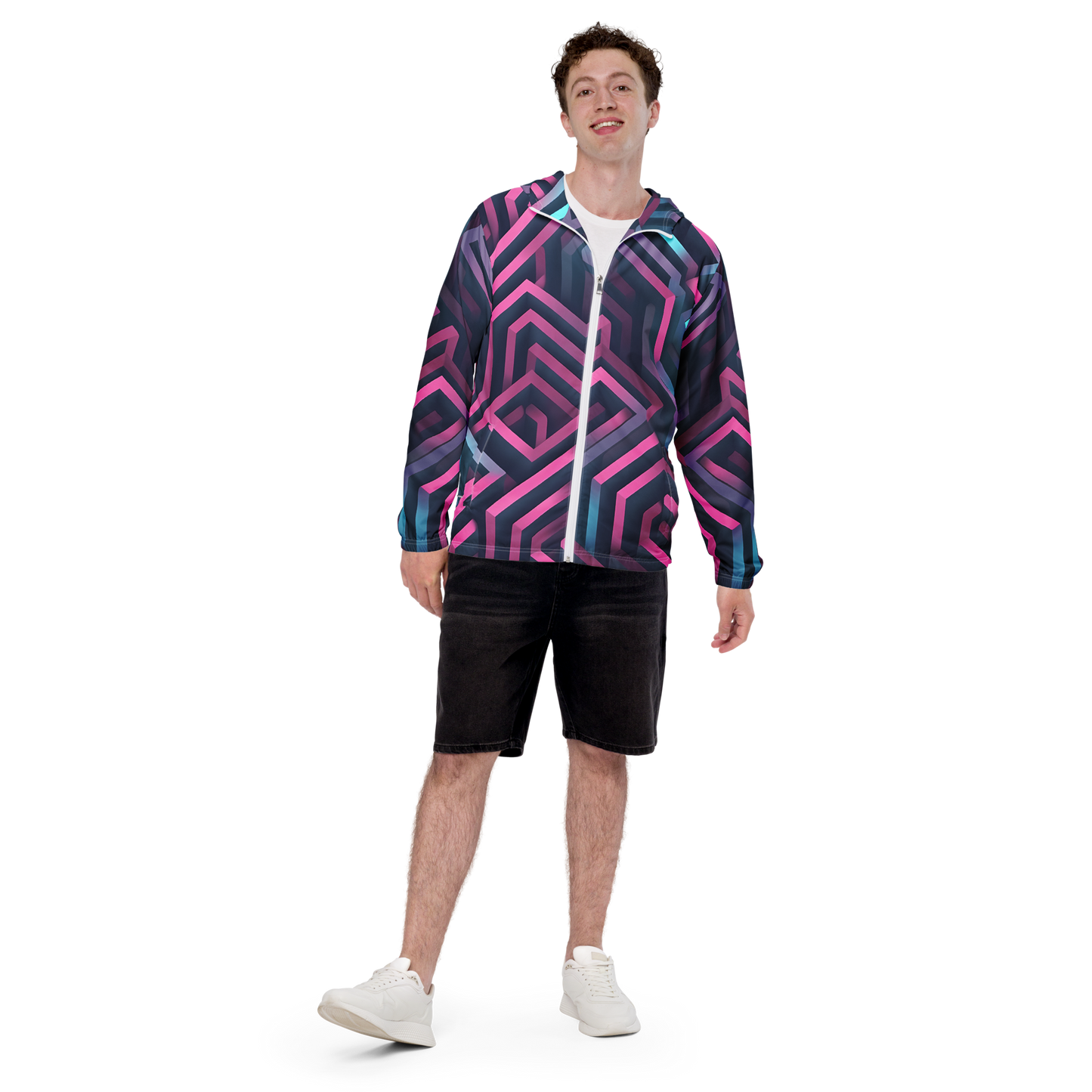 3D Maze Illusion | 3D Patterns | All-Over Print Men's Windbreaker - #4