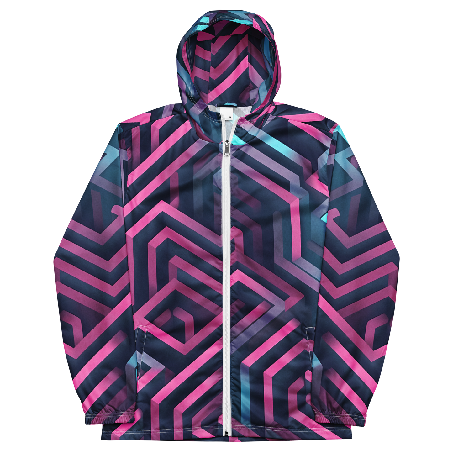 3D Maze Illusion | 3D Patterns | All-Over Print Men's Windbreaker - #4