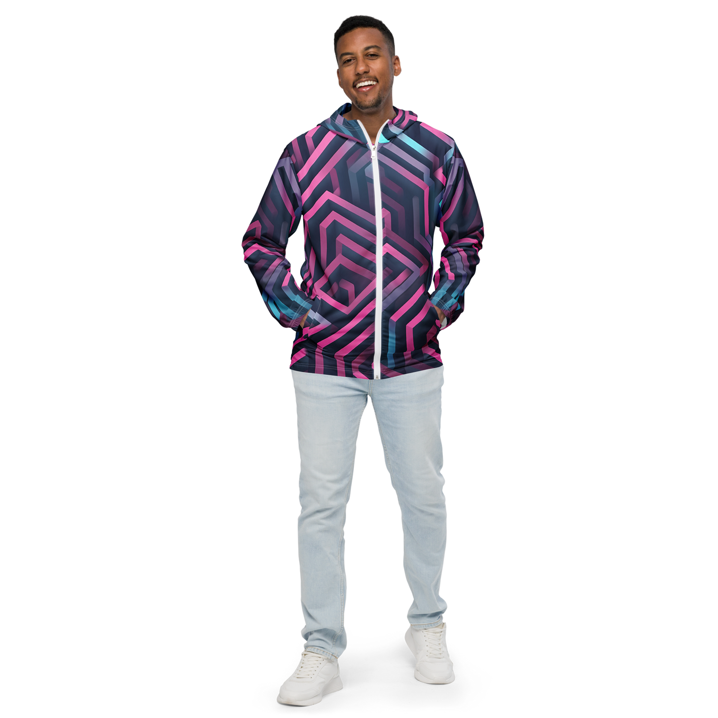 3D Maze Illusion | 3D Patterns | All-Over Print Men's Windbreaker - #4