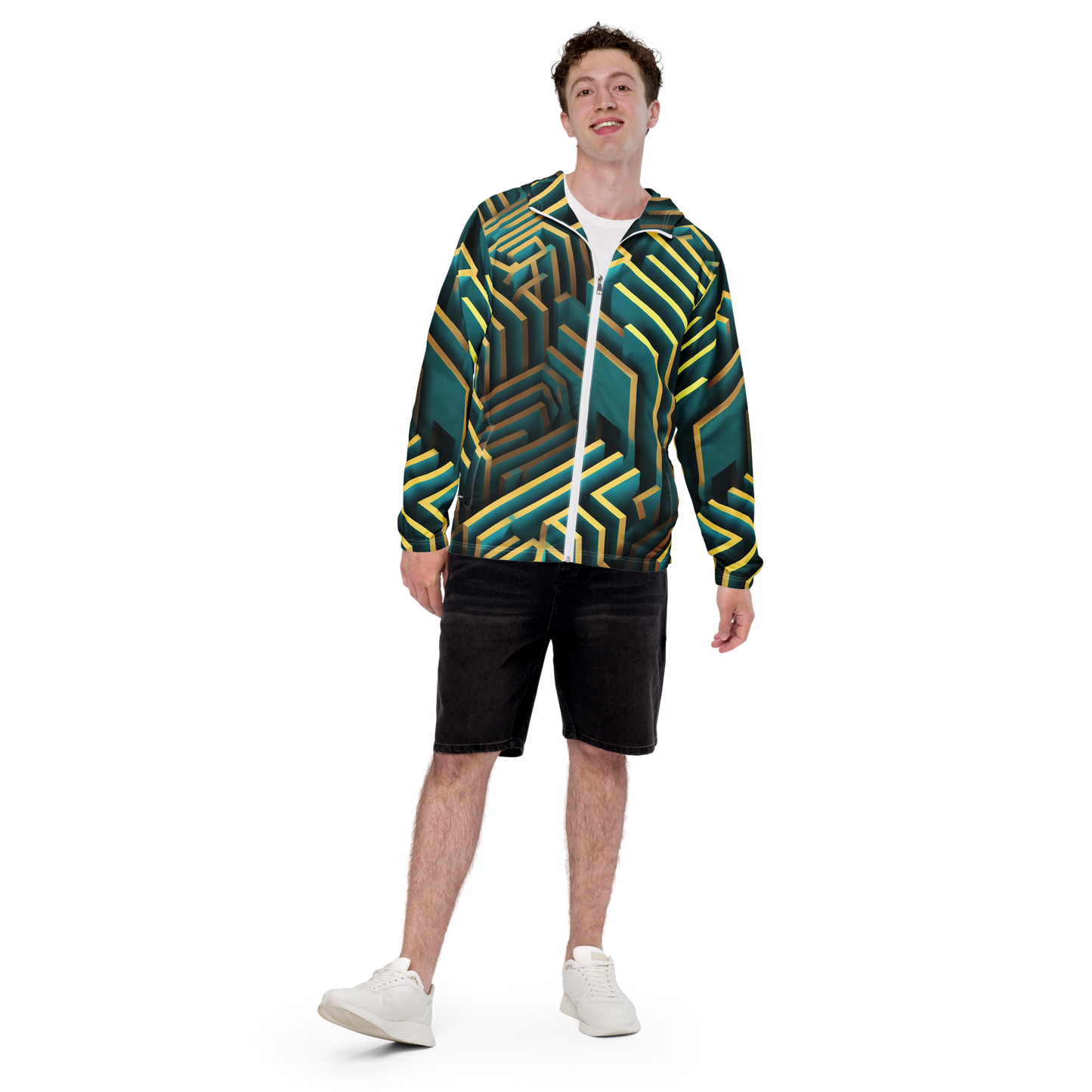 3D Maze Illusion | 3D Patterns | All-Over Print Men's Windbreaker - #5