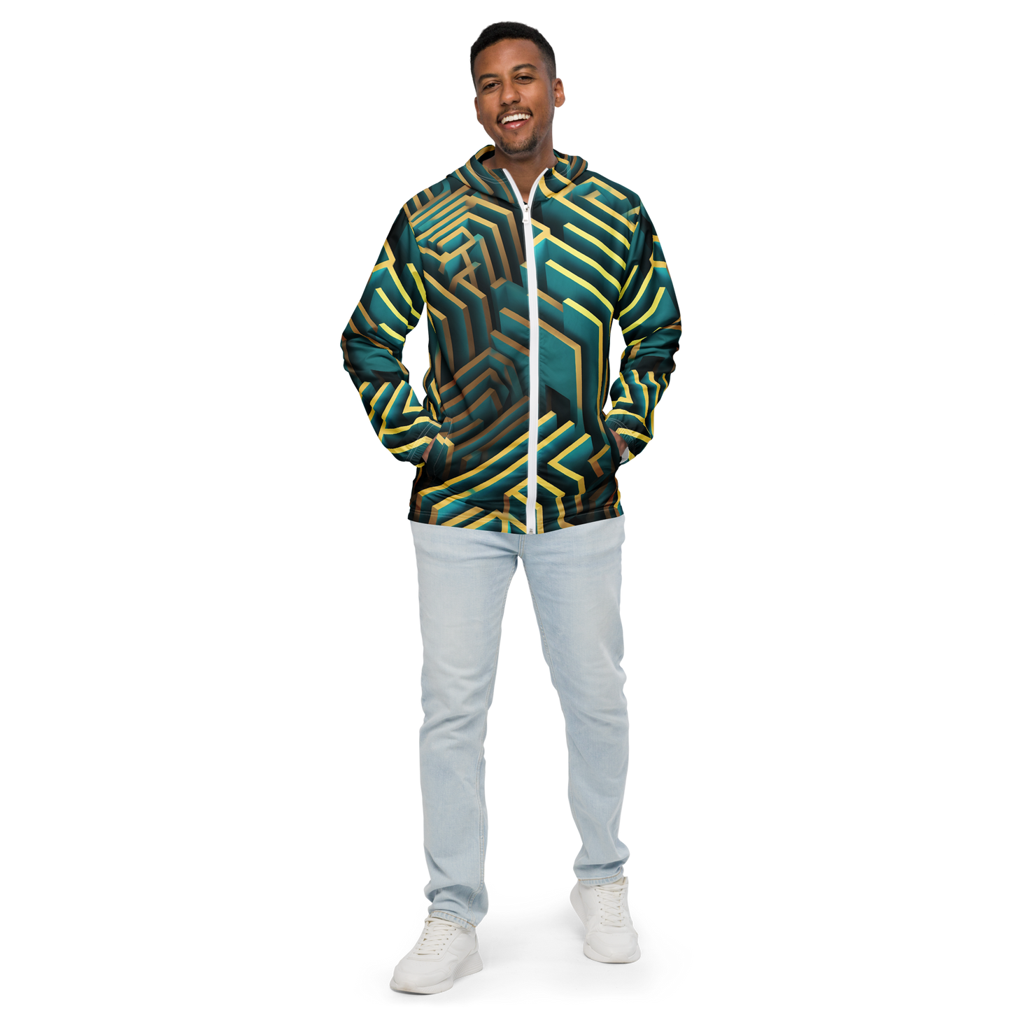 3D Maze Illusion | 3D Patterns | All-Over Print Men's Windbreaker - #5