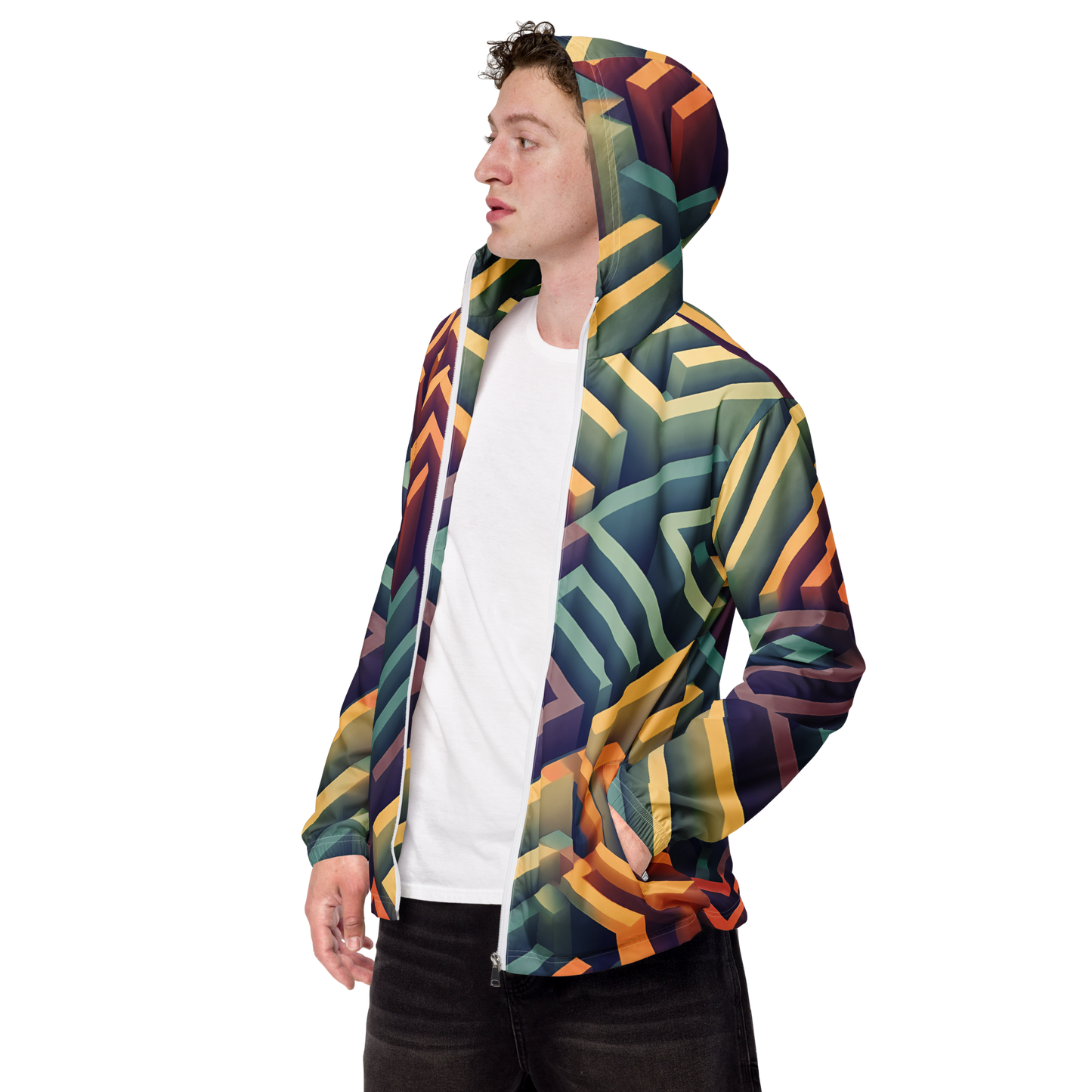 3D Maze Illusion | 3D Patterns | All-Over Print Men's Windbreaker - #3