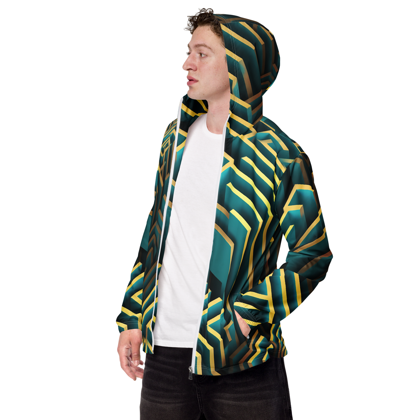 3D Maze Illusion | 3D Patterns | All-Over Print Men's Windbreaker - #5