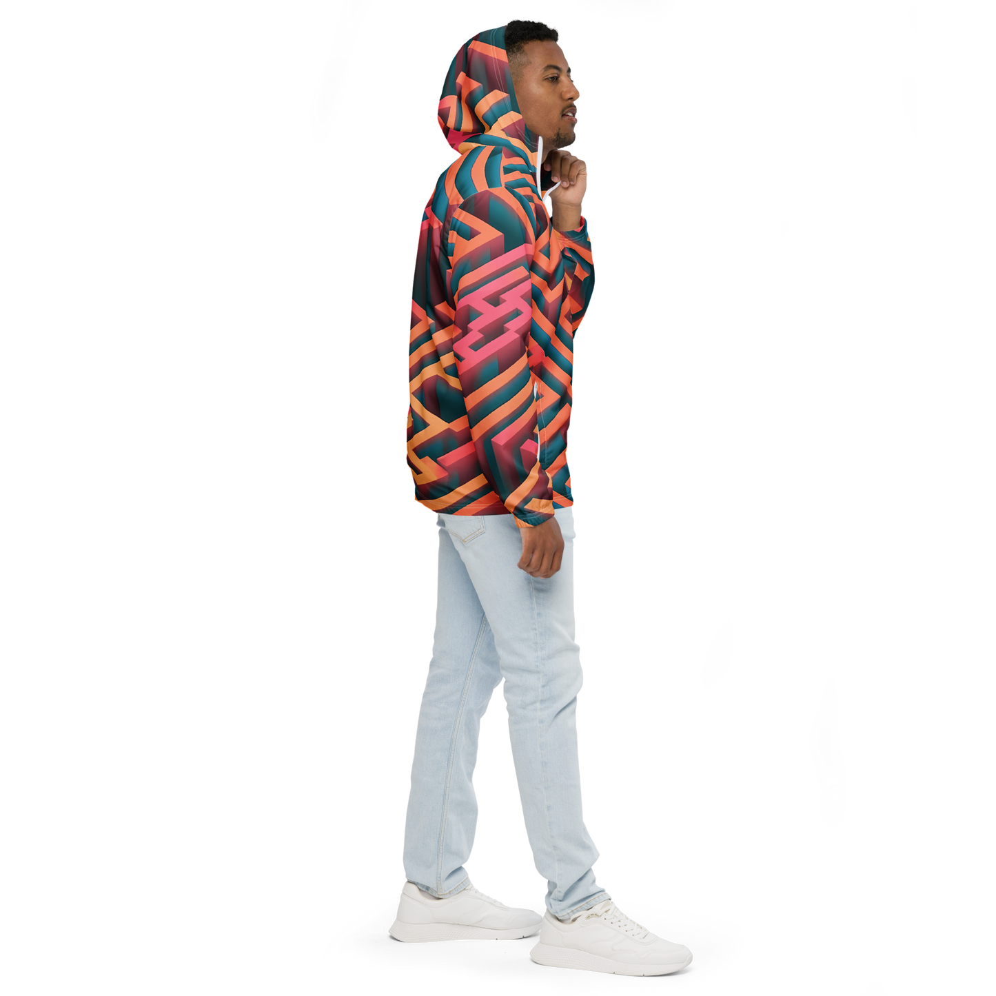 3D Maze Illusion | 3D Patterns | All-Over Print Men's Windbreaker - #1