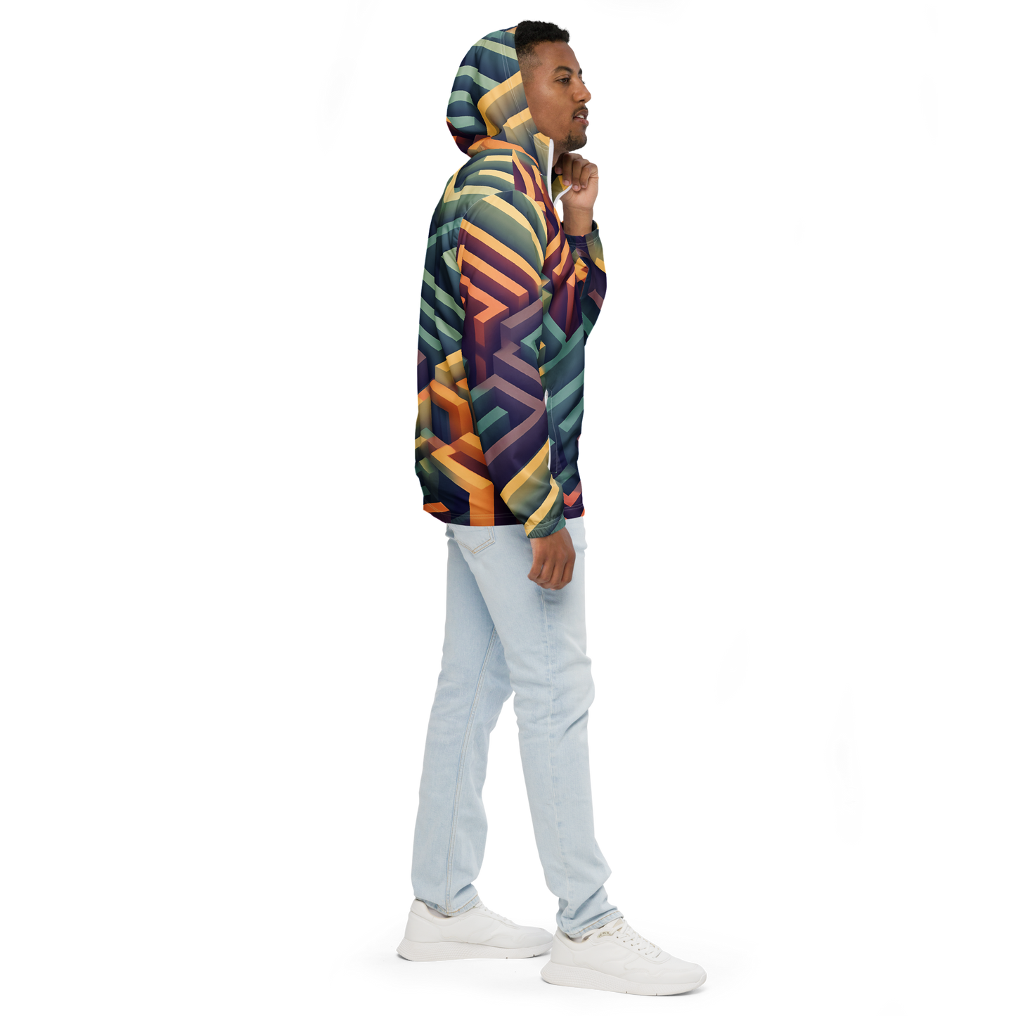 3D Maze Illusion | 3D Patterns | All-Over Print Men's Windbreaker - #3