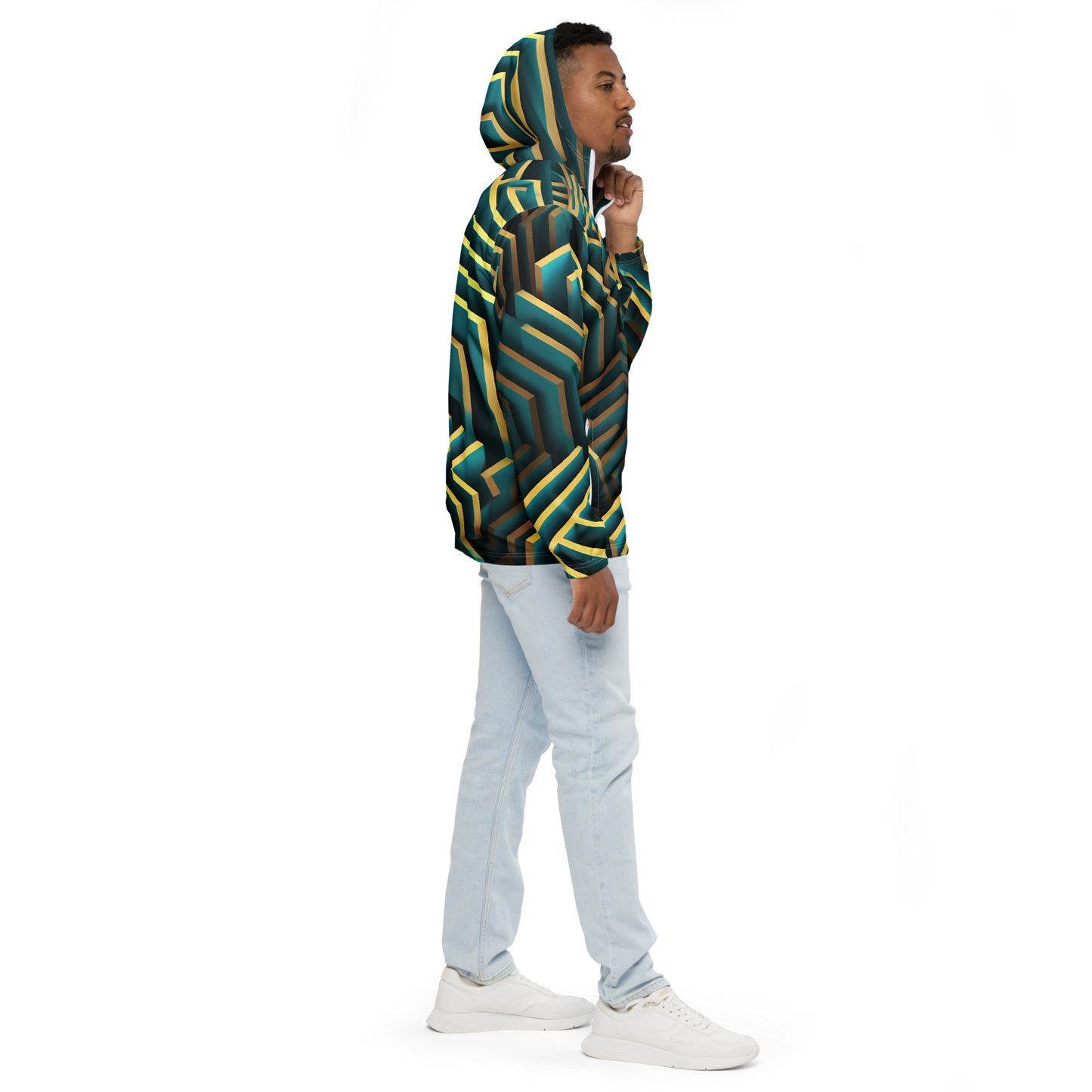 3D Maze Illusion | 3D Patterns | All-Over Print Men's Windbreaker - #5