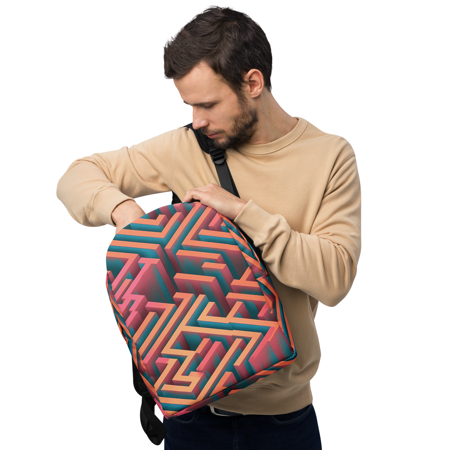 3D Maze Illusion | 3D Patterns | All-Over Print Minimalist Backpack - #1