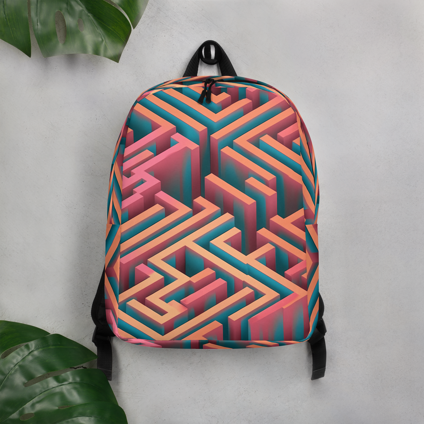 3D Maze Illusion | 3D Patterns | All-Over Print Minimalist Backpack - #1