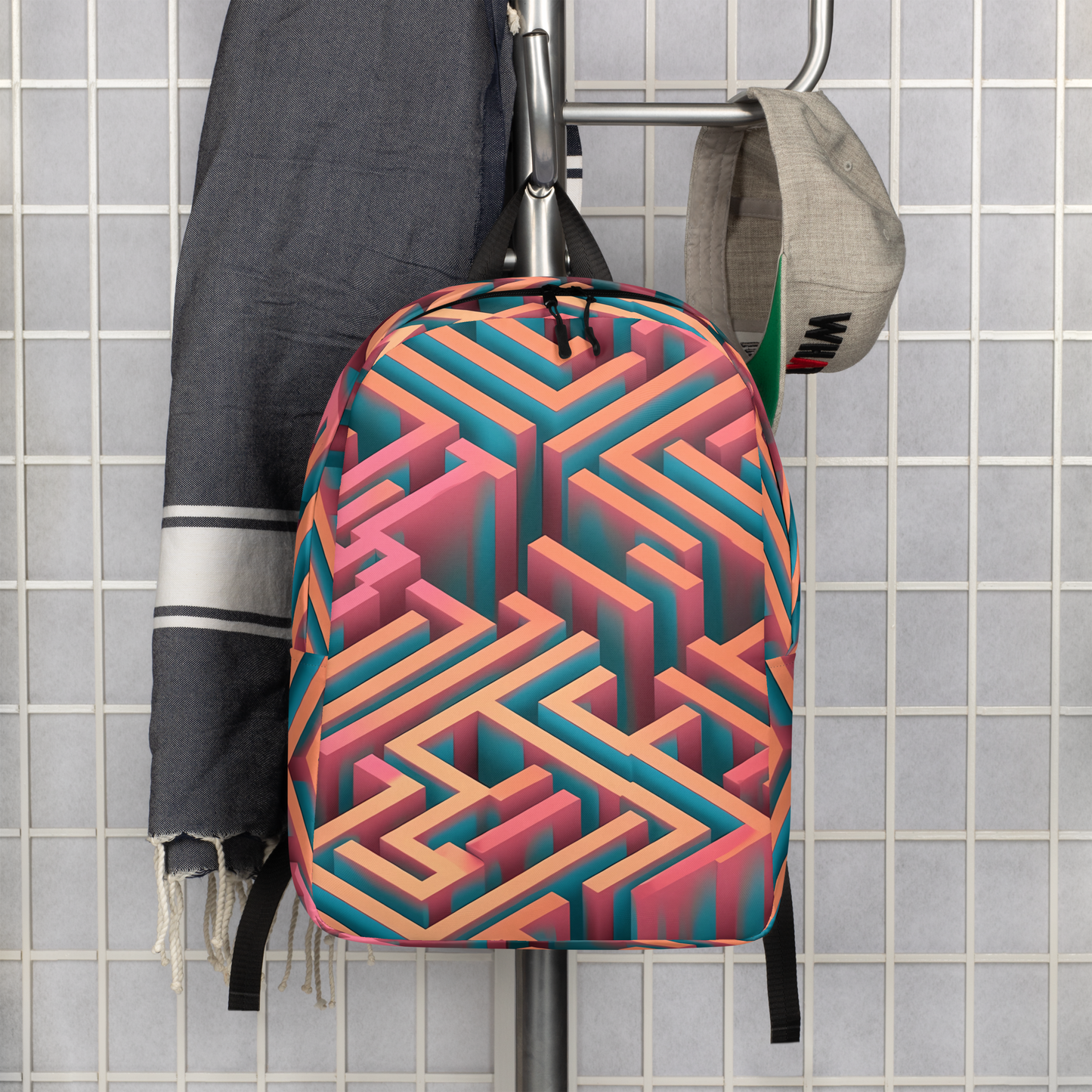 3D Maze Illusion | 3D Patterns | All-Over Print Minimalist Backpack - #1