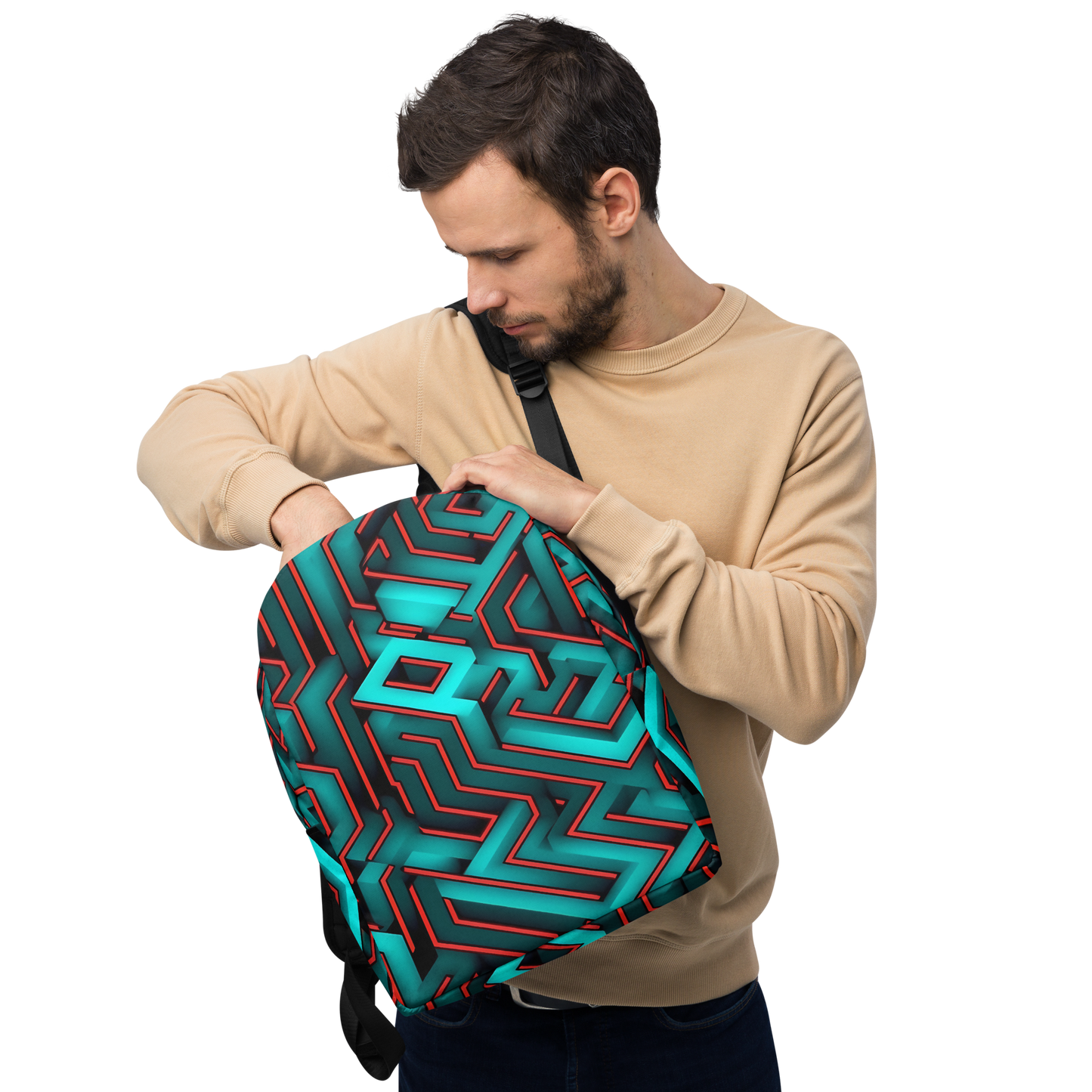 3D Maze Illusion | 3D Patterns | All-Over Print Minimalist Backpack - #2