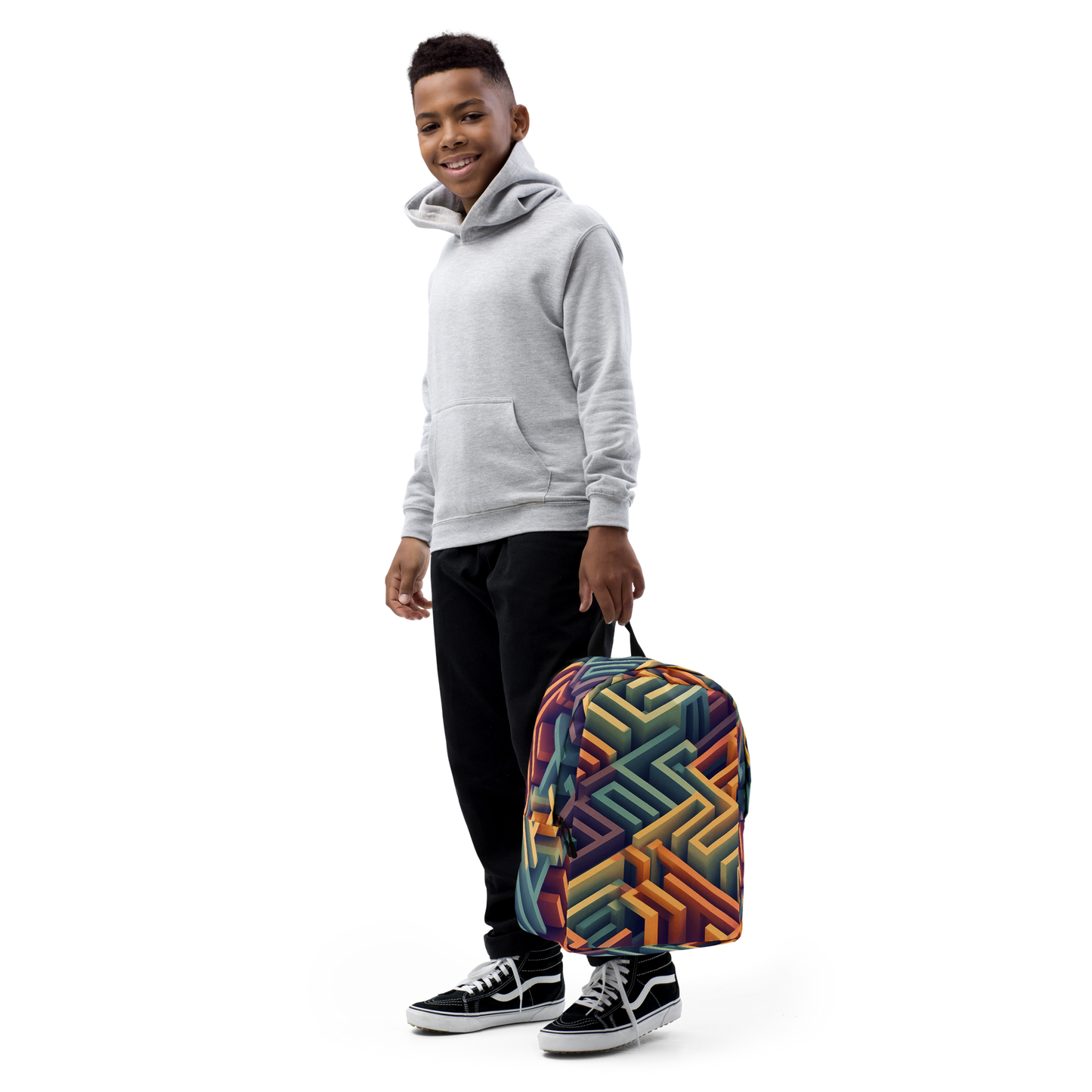 3D Maze Illusion | 3D Patterns | All-Over Print Minimalist Backpack - #3