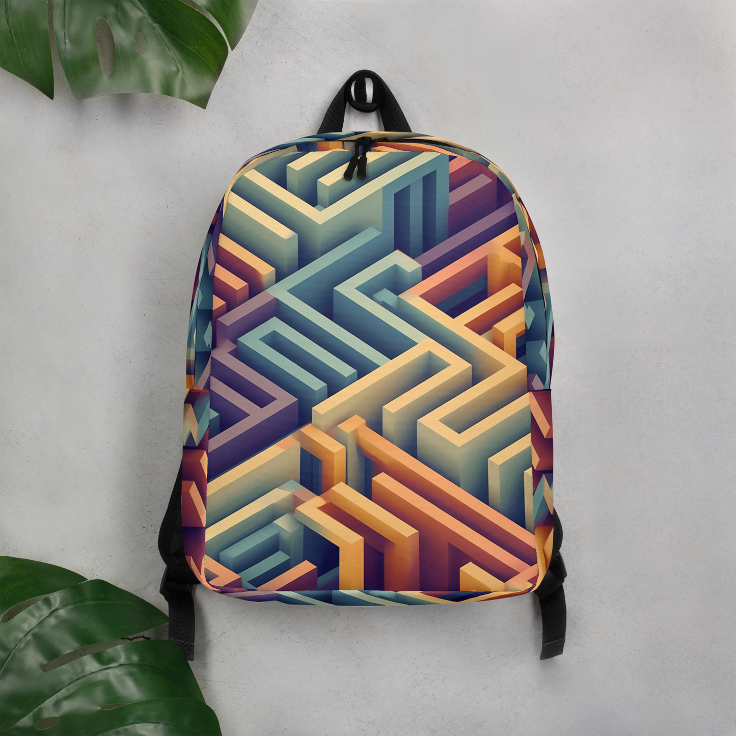 3D Maze Illusion | 3D Patterns | All-Over Print Minimalist Backpack - #3