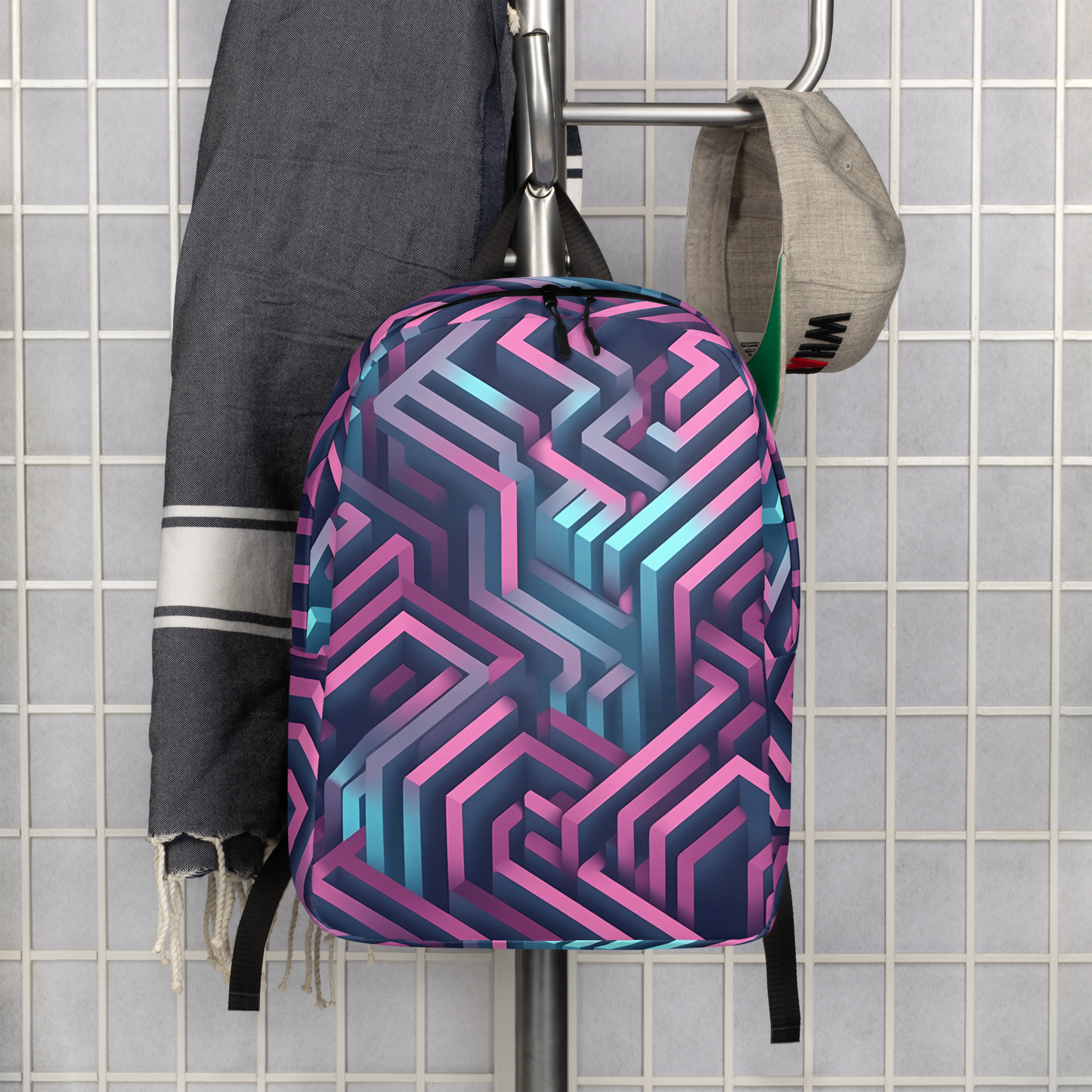 3D Maze Illusion | 3D Patterns | All-Over Print Minimalist Backpack - #4