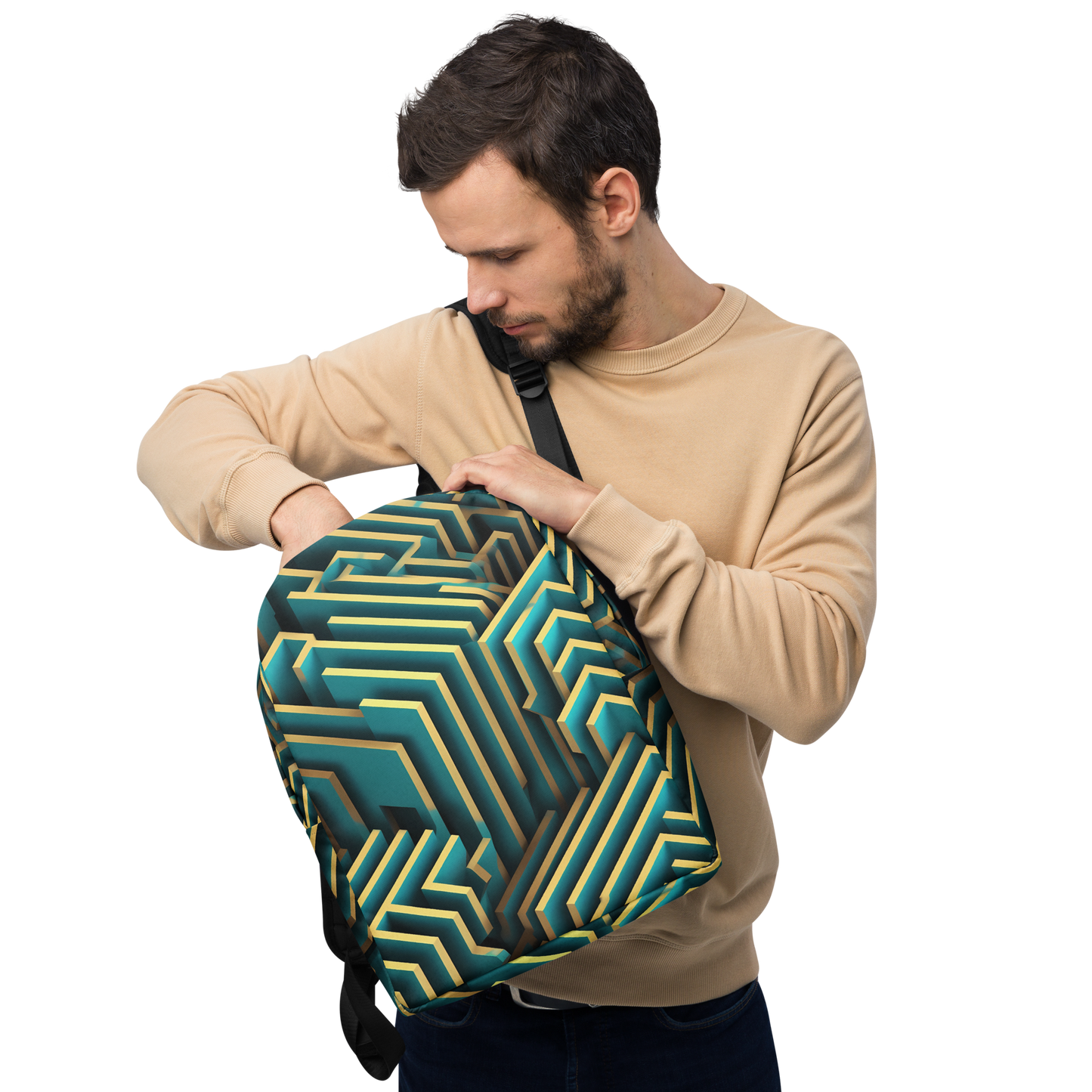 3D Maze Illusion | 3D Patterns | All-Over Print Minimalist Backpack - #5