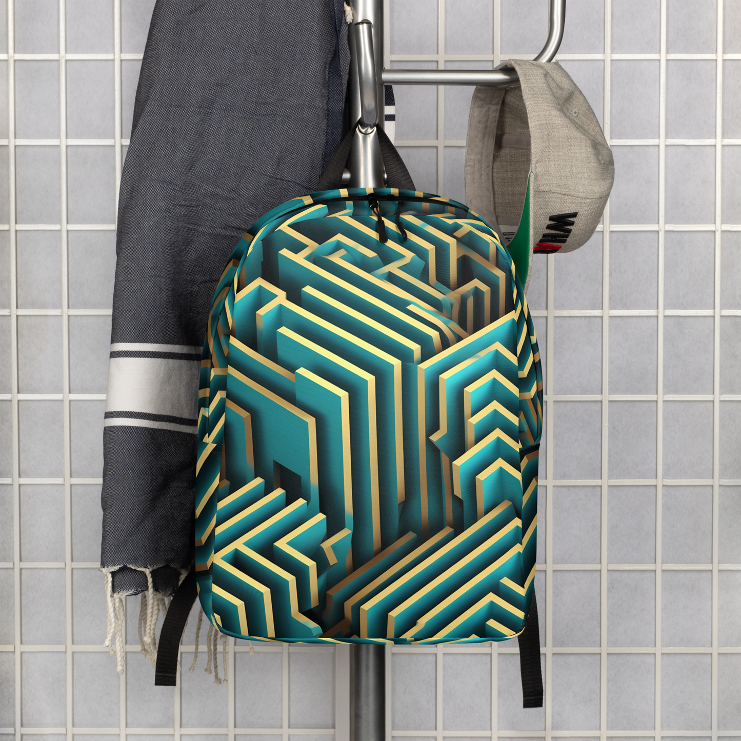 3D Maze Illusion | 3D Patterns | All-Over Print Minimalist Backpack - #5