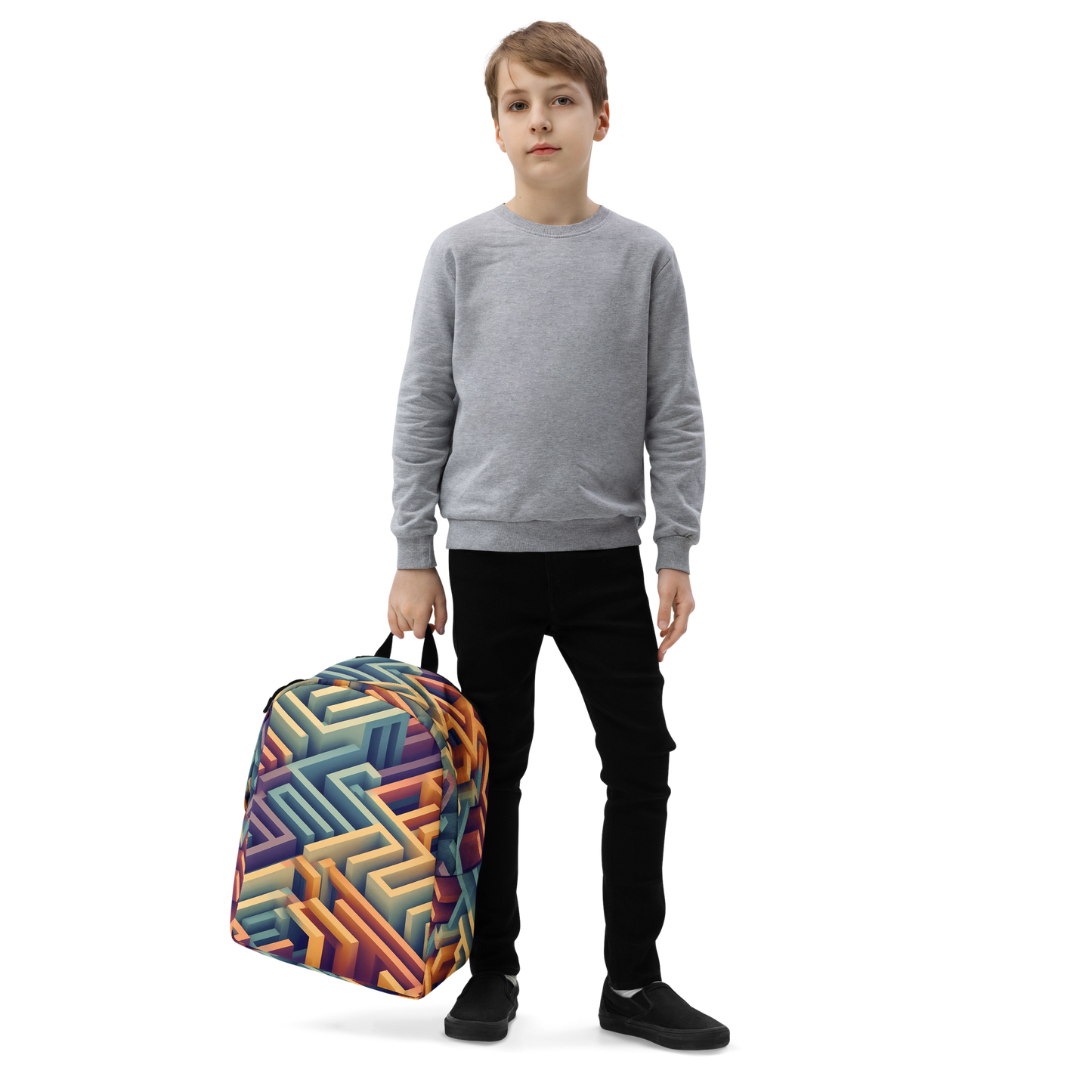 3D Maze Illusion | 3D Patterns | All-Over Print Minimalist Backpack - #3