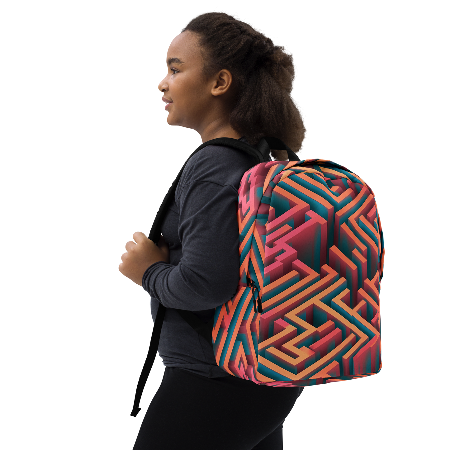 3D Maze Illusion | 3D Patterns | All-Over Print Minimalist Backpack - #1