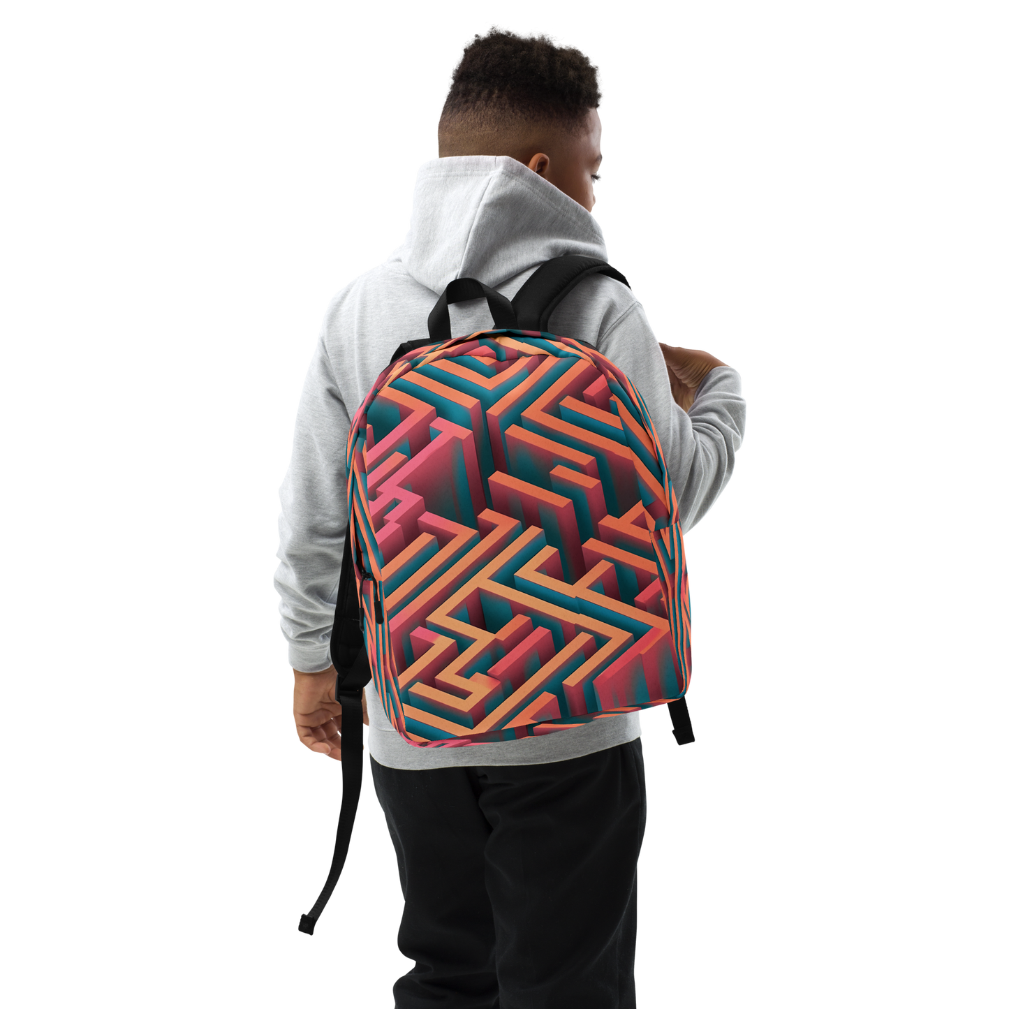 3D Maze Illusion | 3D Patterns | All-Over Print Minimalist Backpack - #1