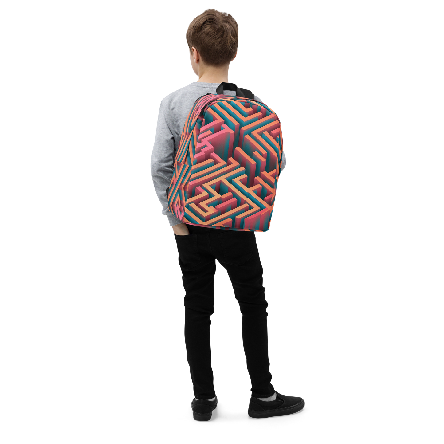 3D Maze Illusion | 3D Patterns | All-Over Print Minimalist Backpack - #1