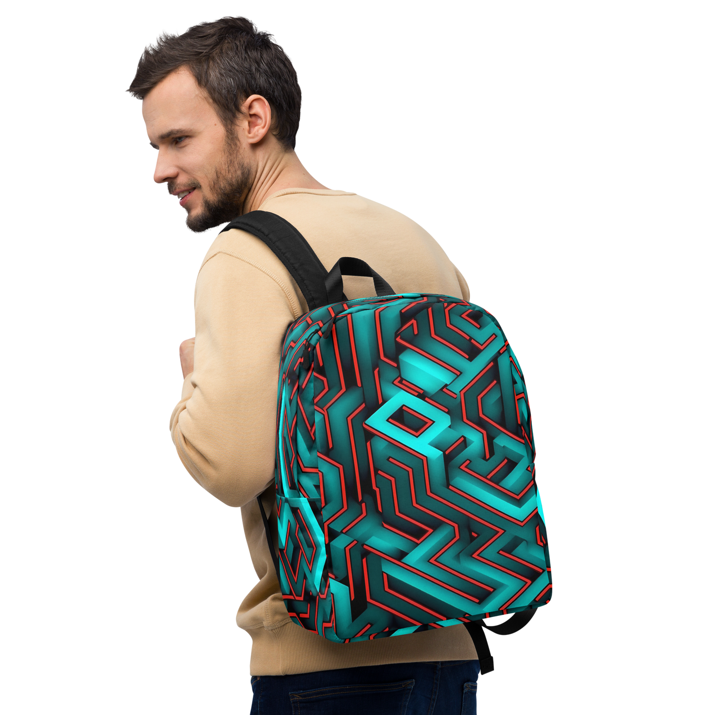 3D Maze Illusion | 3D Patterns | All-Over Print Minimalist Backpack - #2