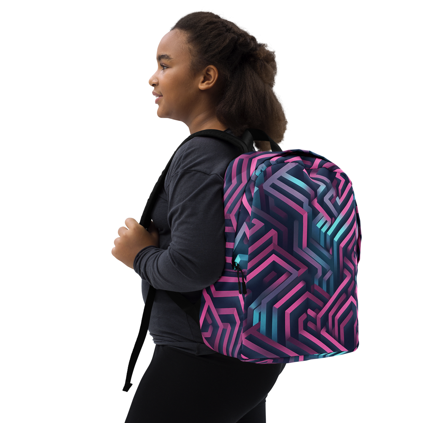 3D Maze Illusion | 3D Patterns | All-Over Print Minimalist Backpack - #4