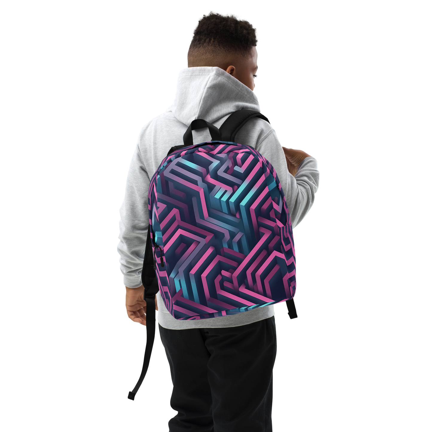 3D Maze Illusion | 3D Patterns | All-Over Print Minimalist Backpack - #4