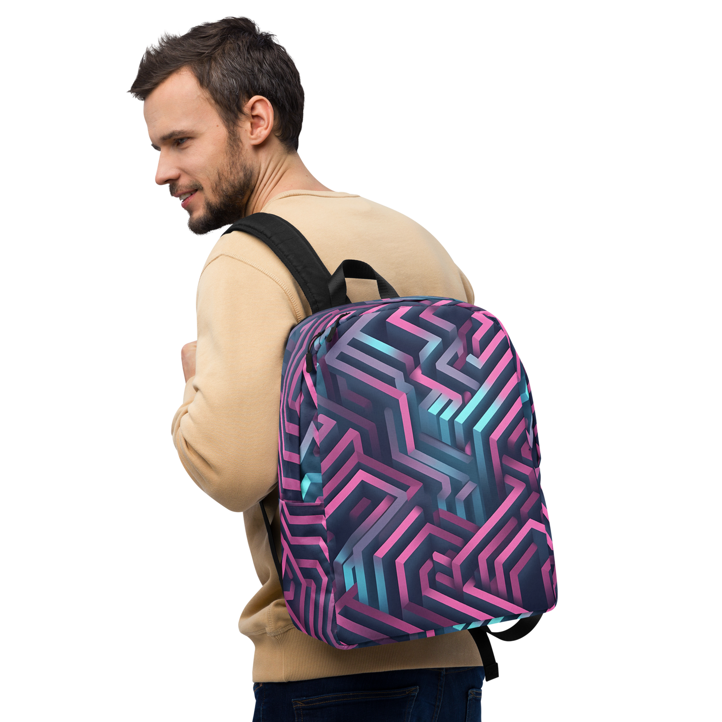 3D Maze Illusion | 3D Patterns | All-Over Print Minimalist Backpack - #4