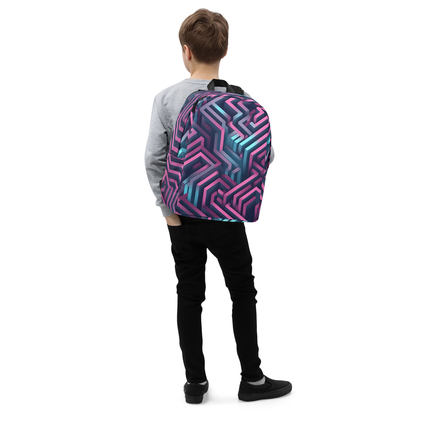 3D Maze Illusion | 3D Patterns | All-Over Print Minimalist Backpack - #4