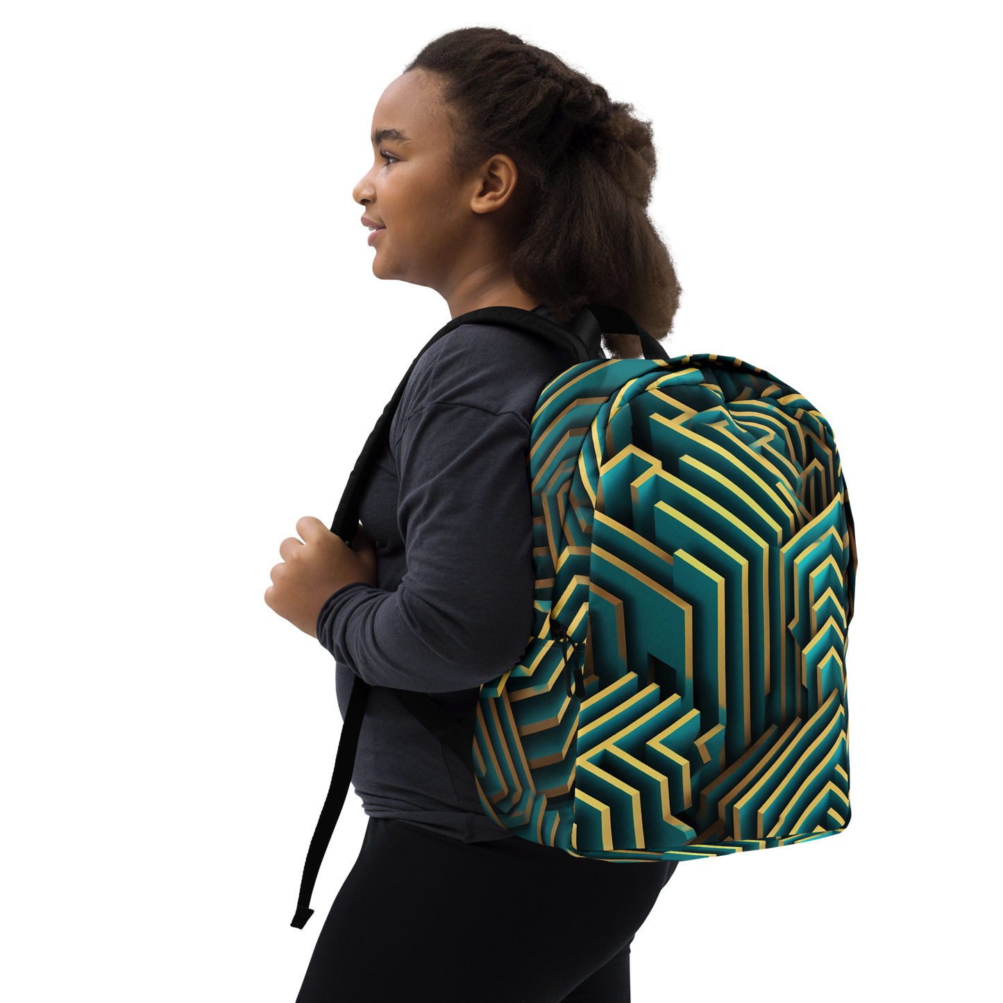 3D Maze Illusion | 3D Patterns | All-Over Print Minimalist Backpack - #5