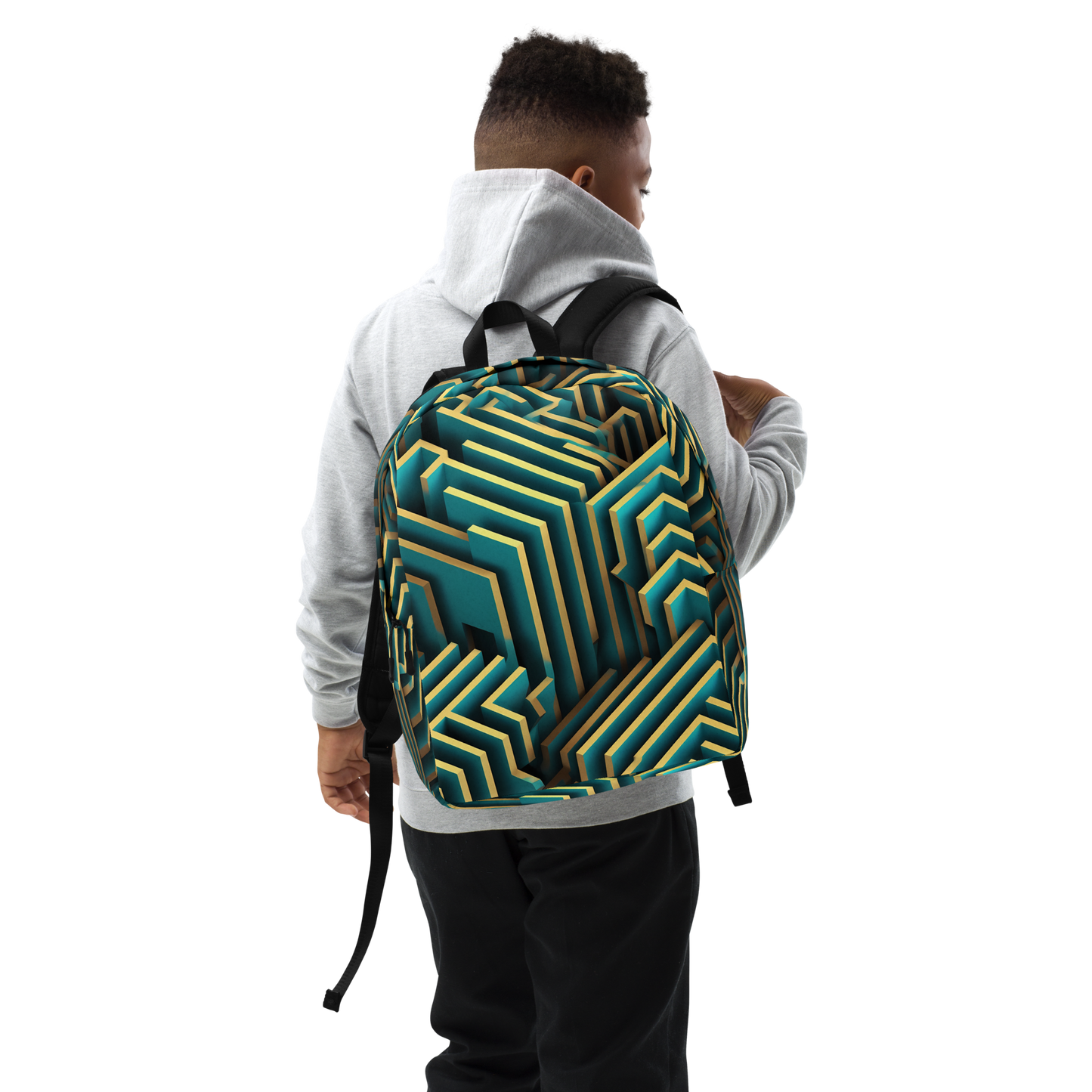 3D Maze Illusion | 3D Patterns | All-Over Print Minimalist Backpack - #5