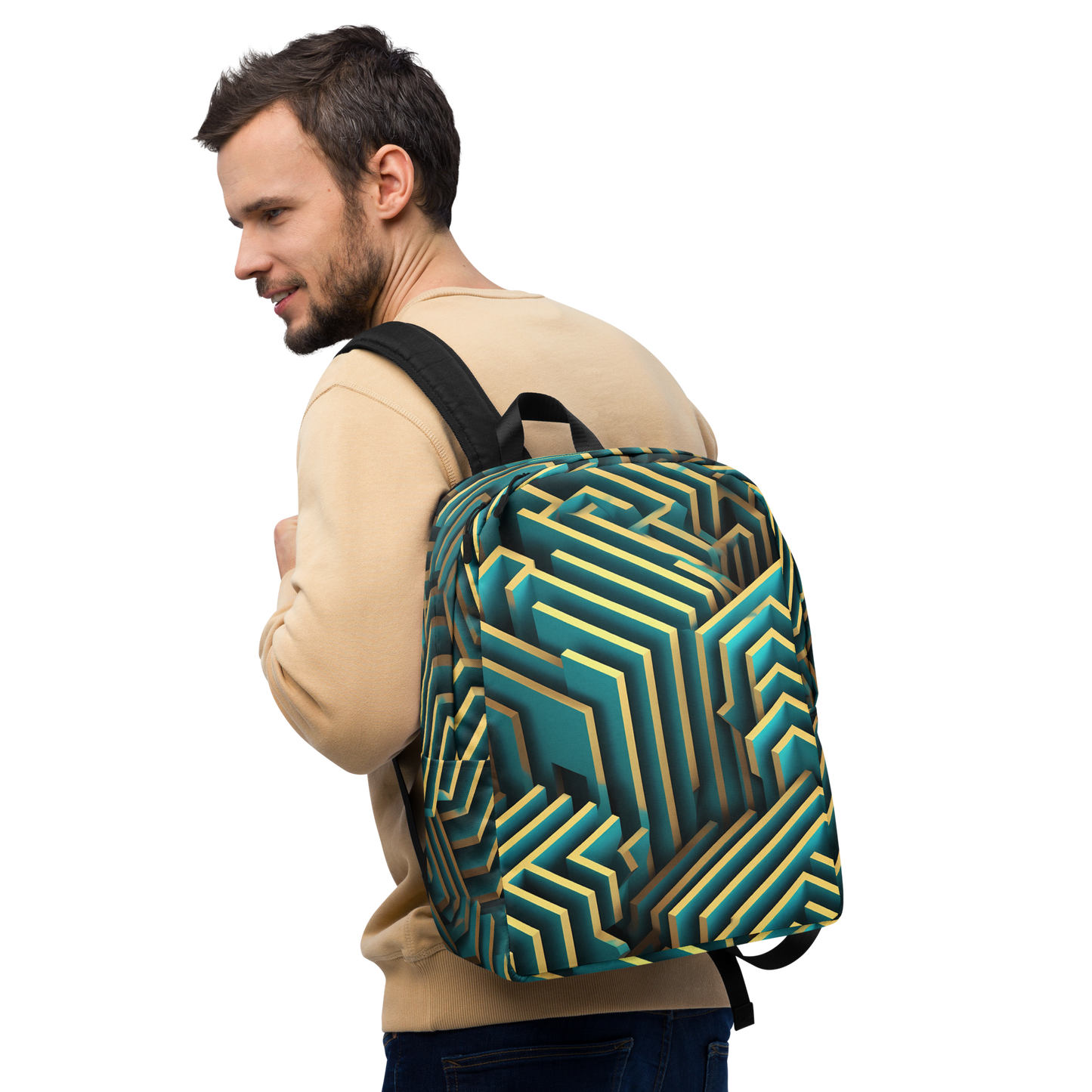 3D Maze Illusion | 3D Patterns | All-Over Print Minimalist Backpack - #5