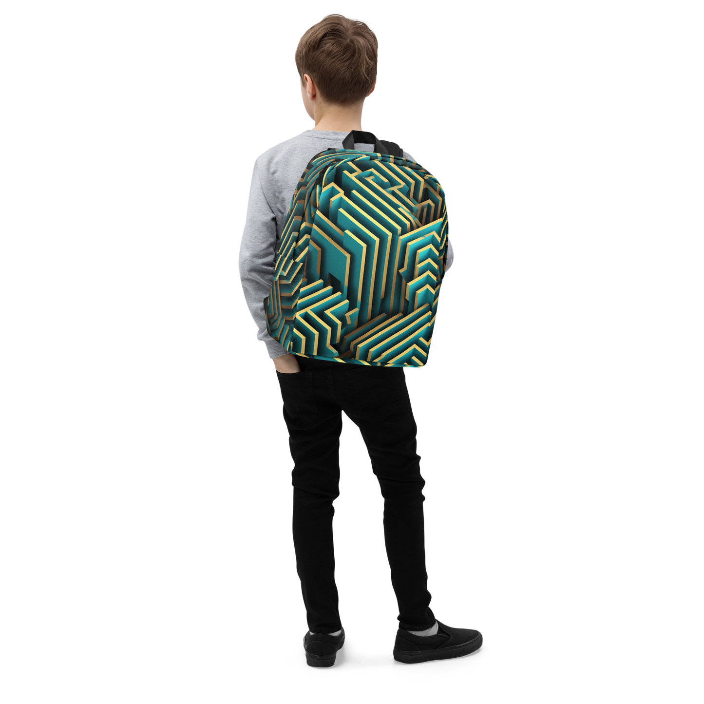 3D Maze Illusion | 3D Patterns | All-Over Print Minimalist Backpack - #5