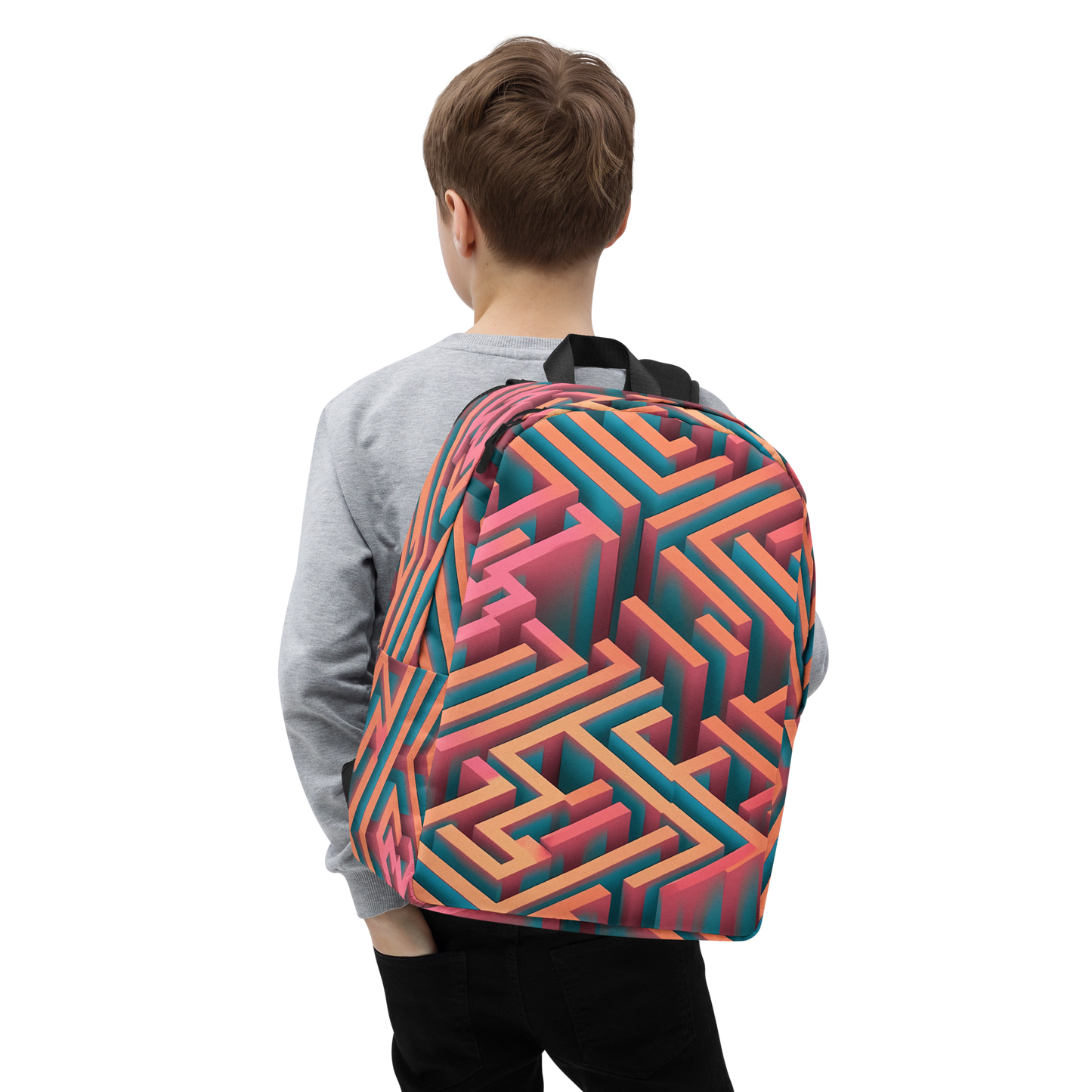 3D Maze Illusion | 3D Patterns | All-Over Print Minimalist Backpack - #1