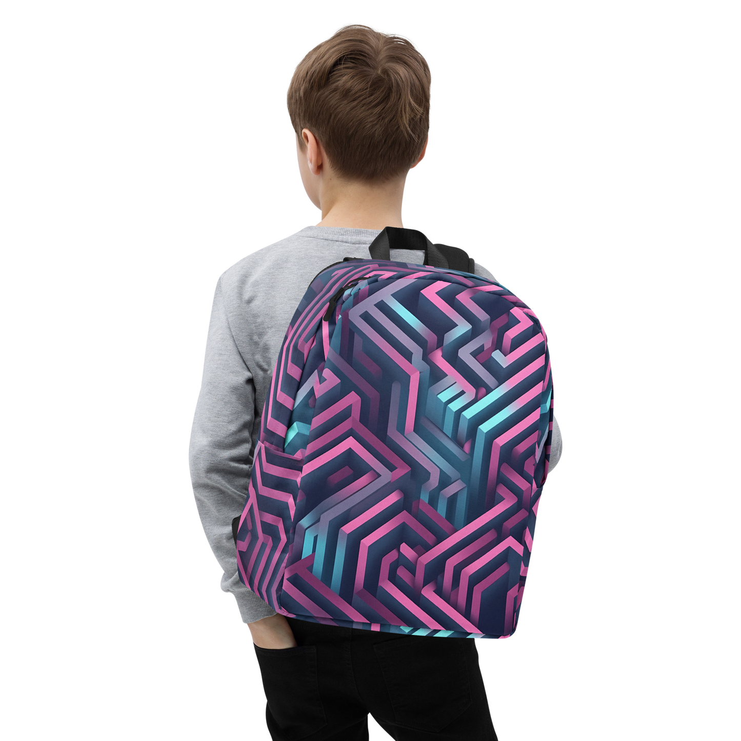 3D Maze Illusion | 3D Patterns | All-Over Print Minimalist Backpack - #4