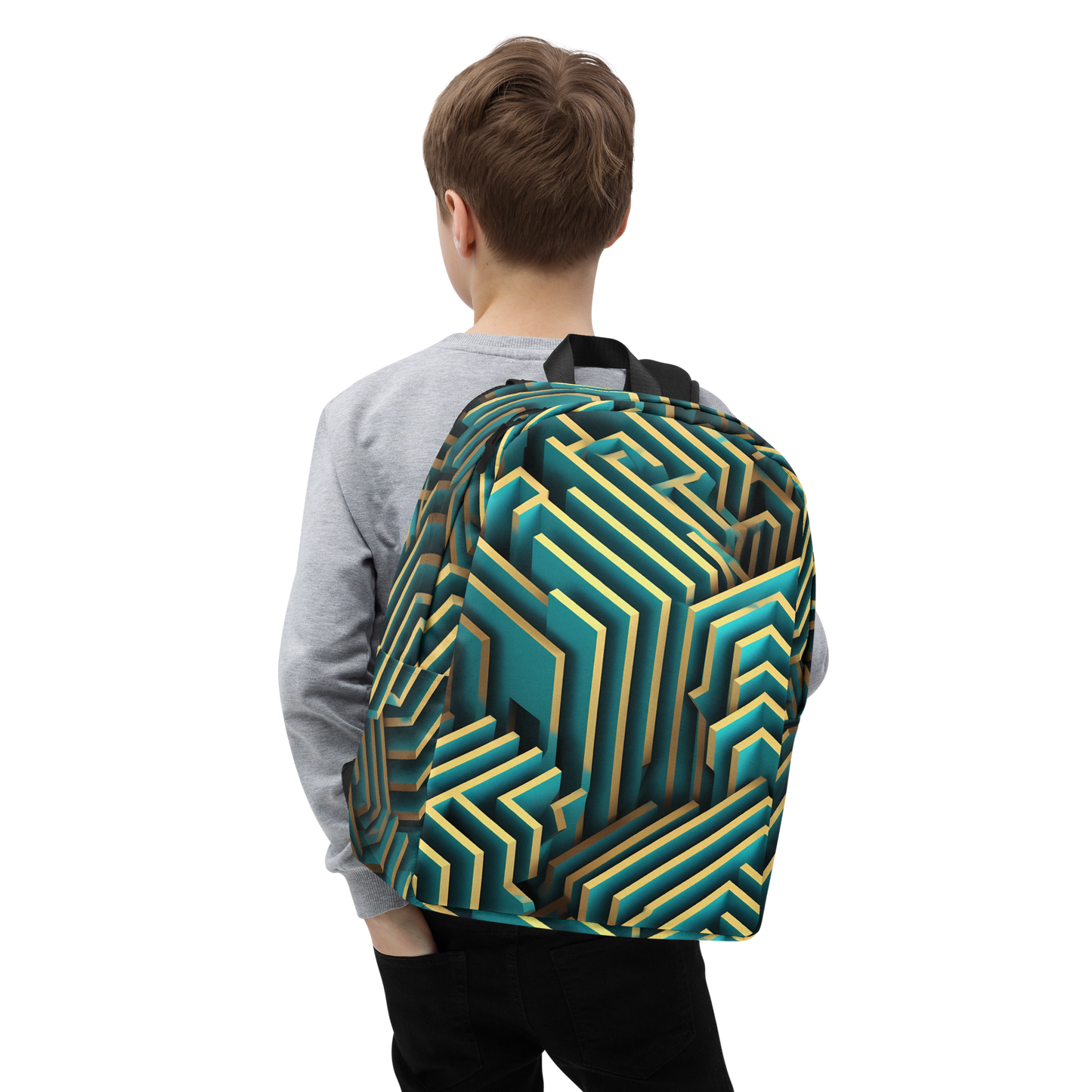 3D Maze Illusion | 3D Patterns | All-Over Print Minimalist Backpack - #5