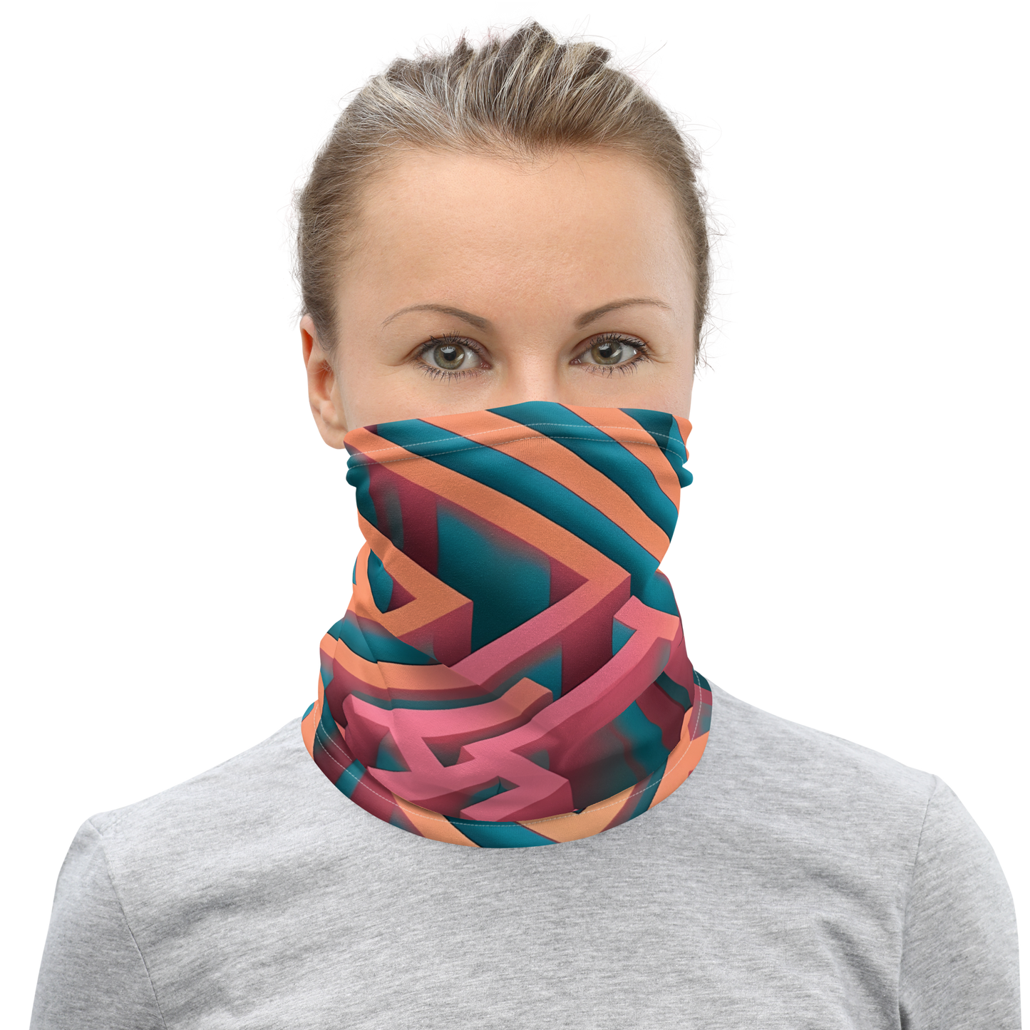 3D Maze Illusion | 3D Patterns | All-Over Print Neck Gaiter - #1