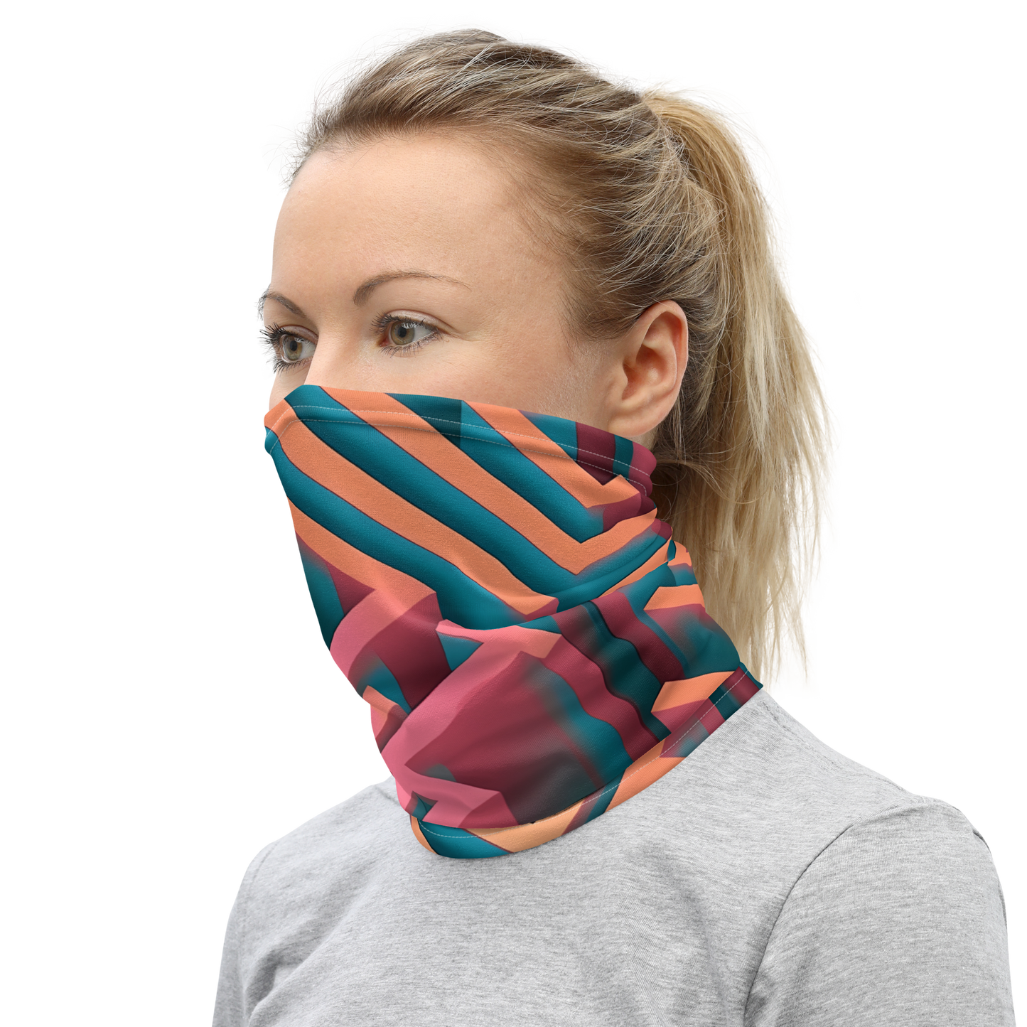 3D Maze Illusion | 3D Patterns | All-Over Print Neck Gaiter - #1