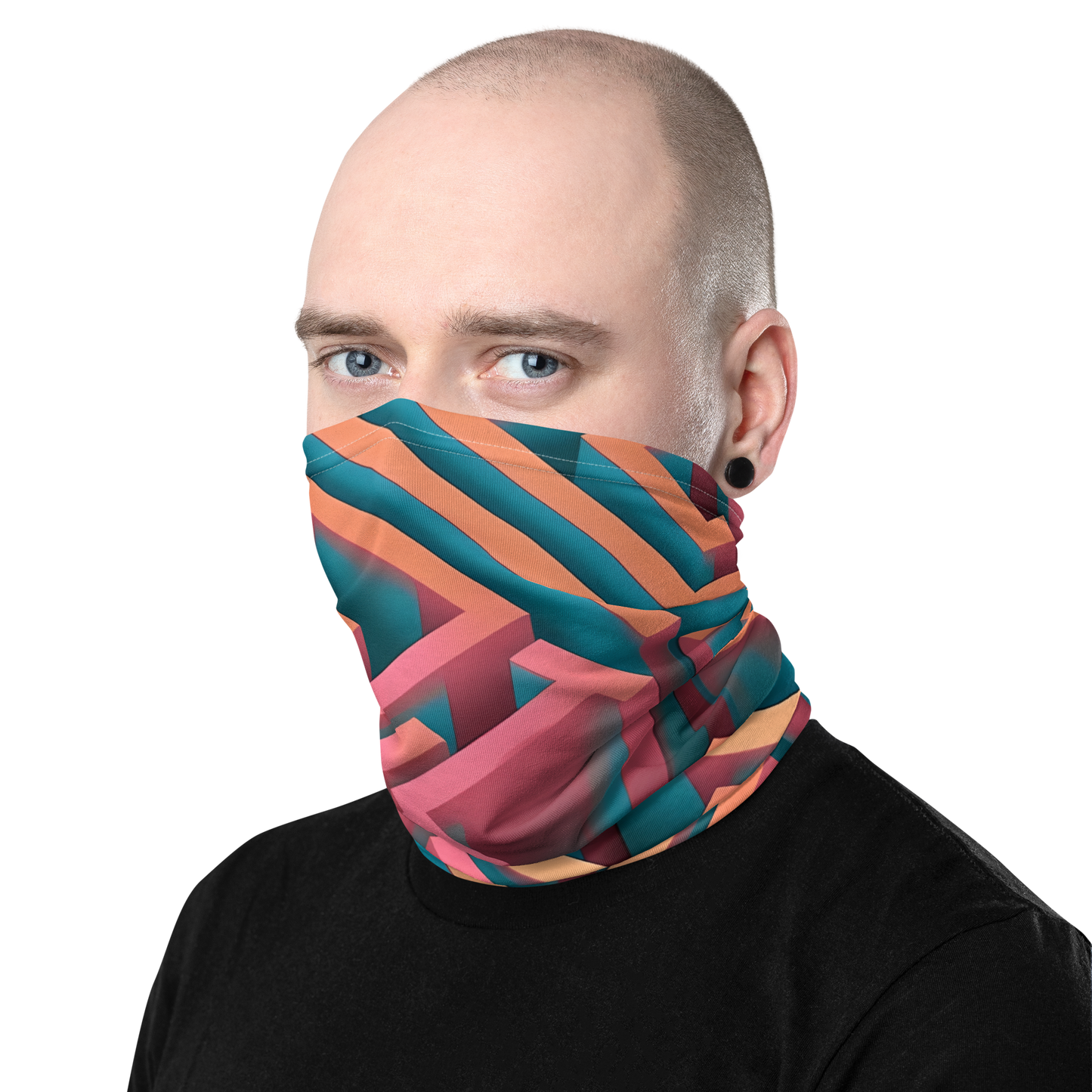 3D Maze Illusion | 3D Patterns | All-Over Print Neck Gaiter - #1