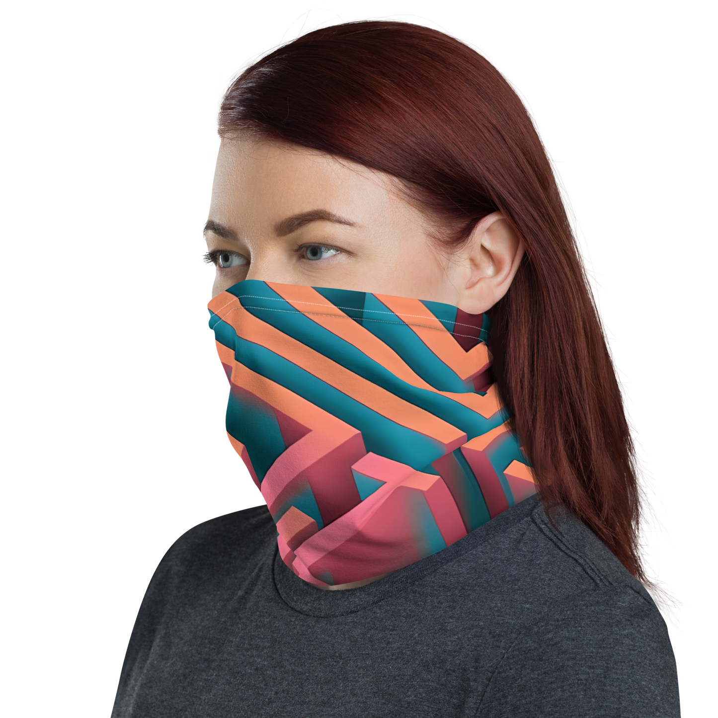 3D Maze Illusion | 3D Patterns | All-Over Print Neck Gaiter - #1