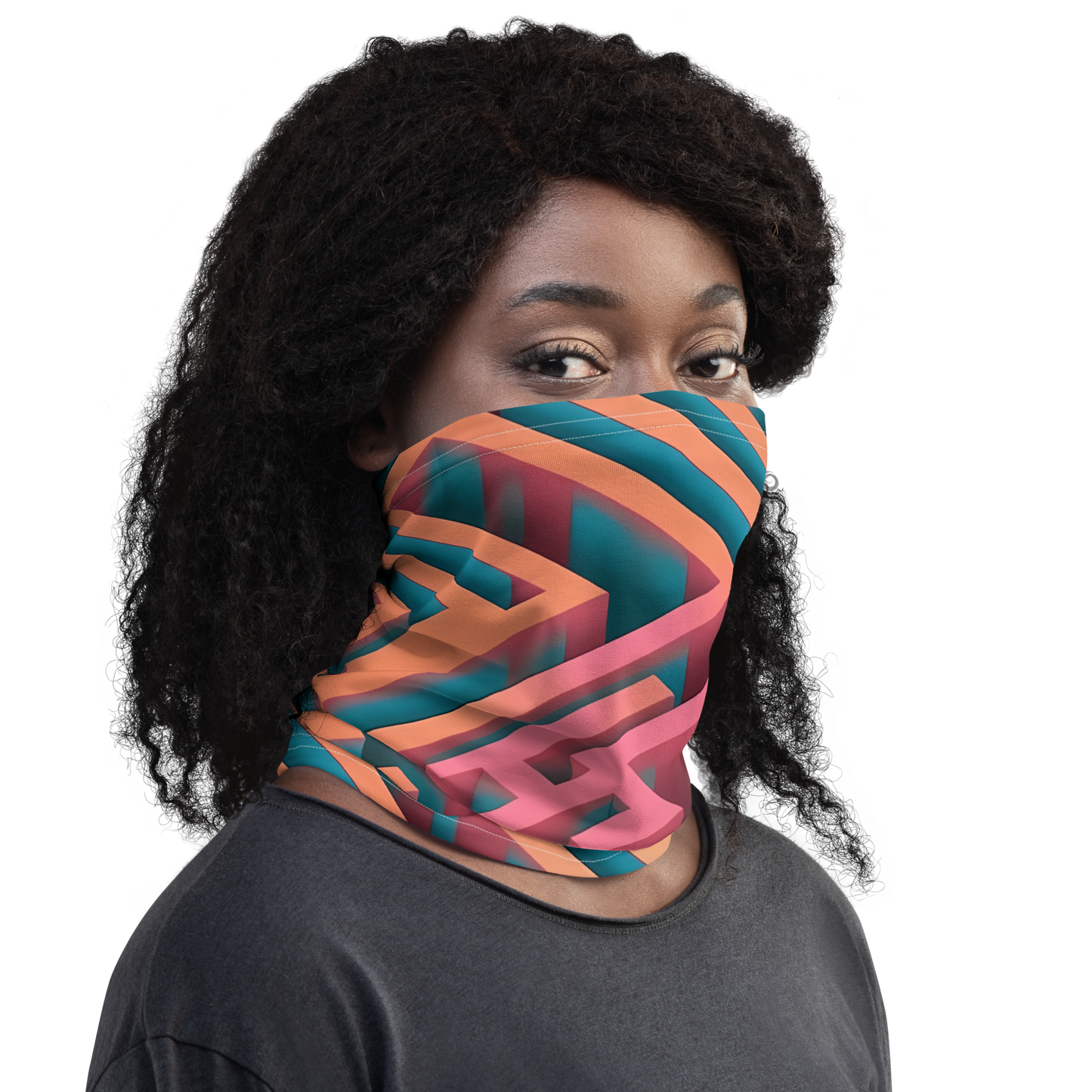 3D Maze Illusion | 3D Patterns | All-Over Print Neck Gaiter - #1