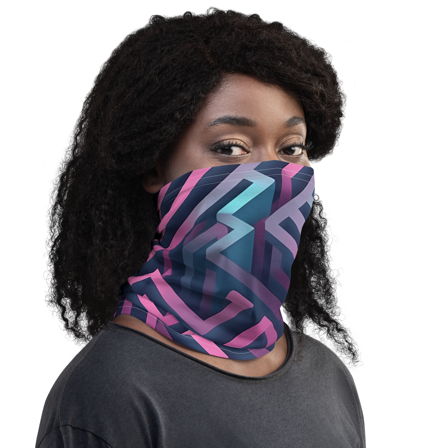 3D Maze Illusion | 3D Patterns | All-Over Print Neck Gaiter - #4