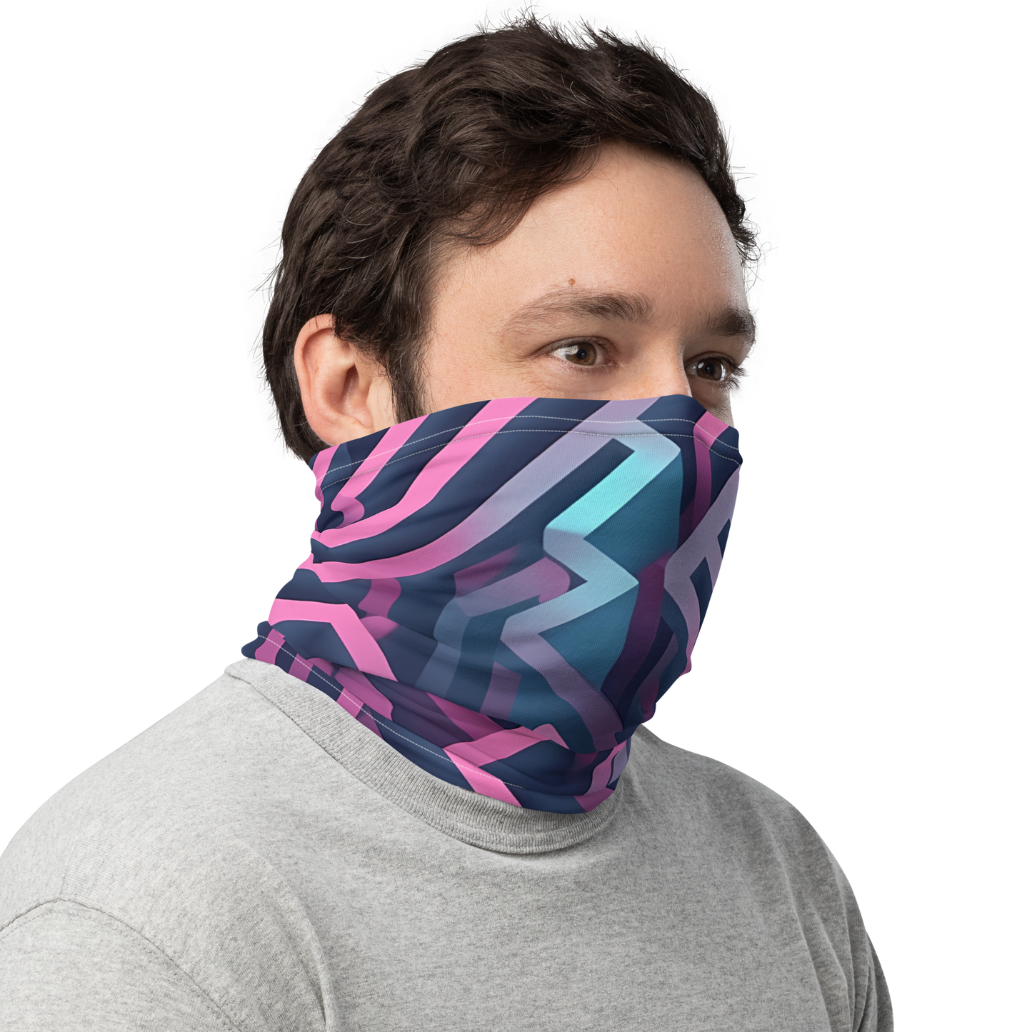 3D Maze Illusion | 3D Patterns | All-Over Print Neck Gaiter - #4