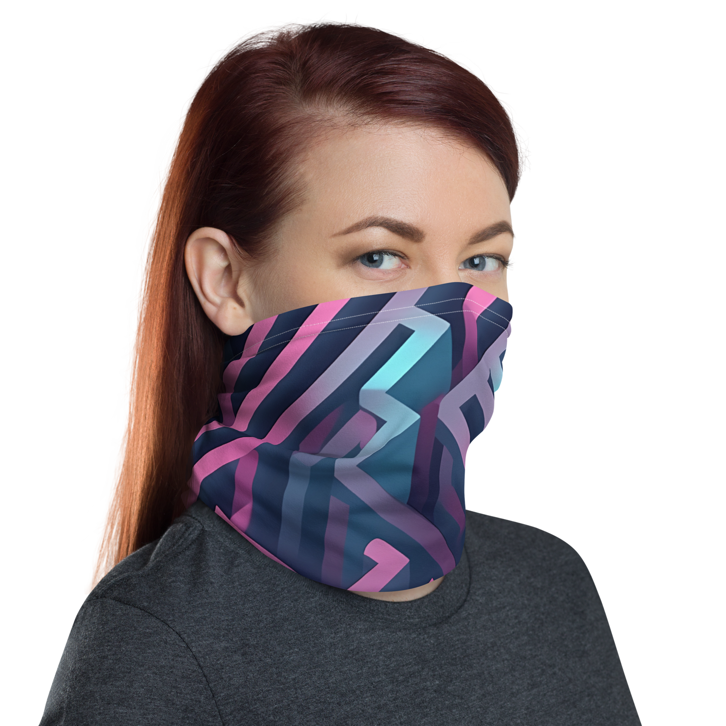 3D Maze Illusion | 3D Patterns | All-Over Print Neck Gaiter - #4