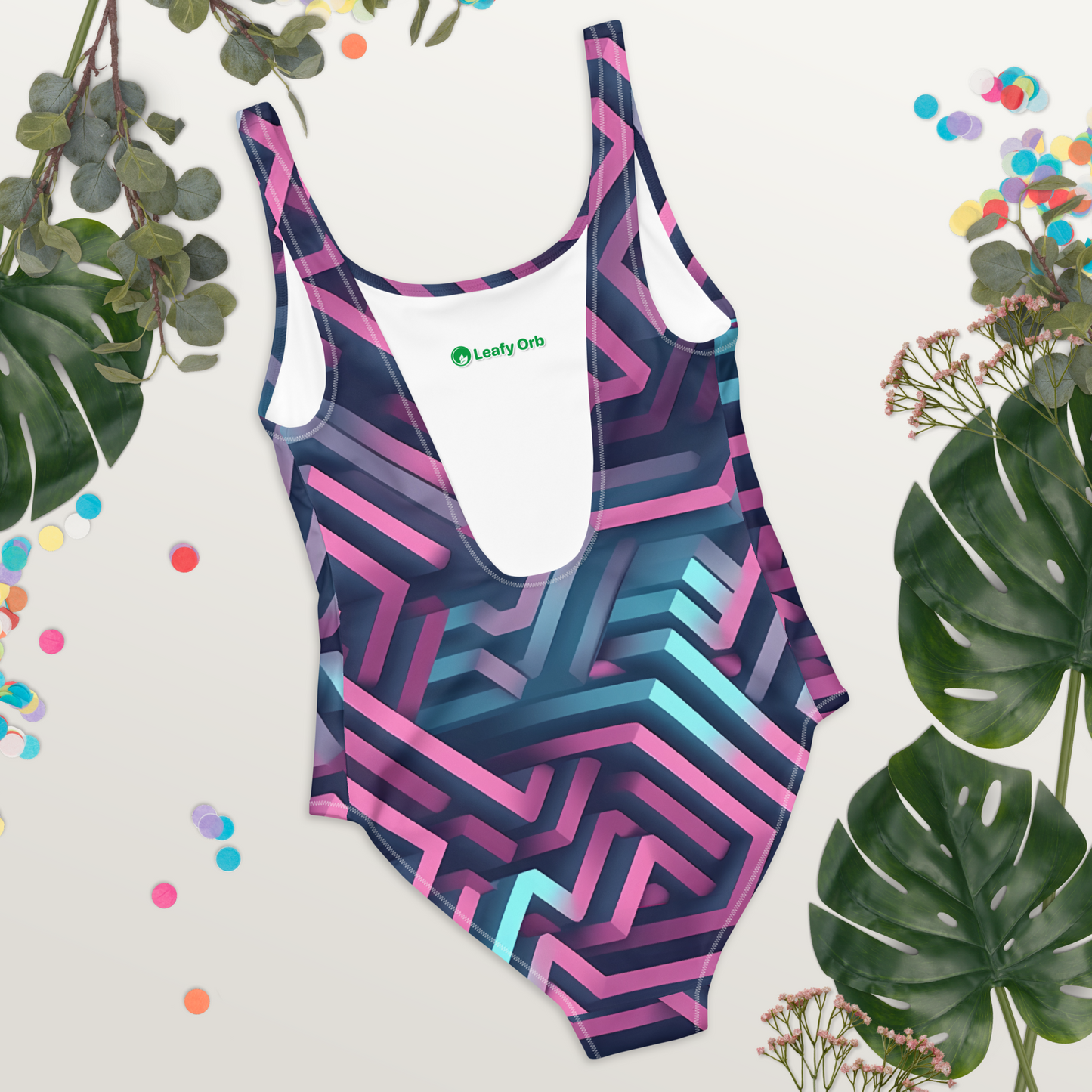 3D Maze Illusion | 3D Patterns | All-Over Print One-Piece Swimsuit - #4