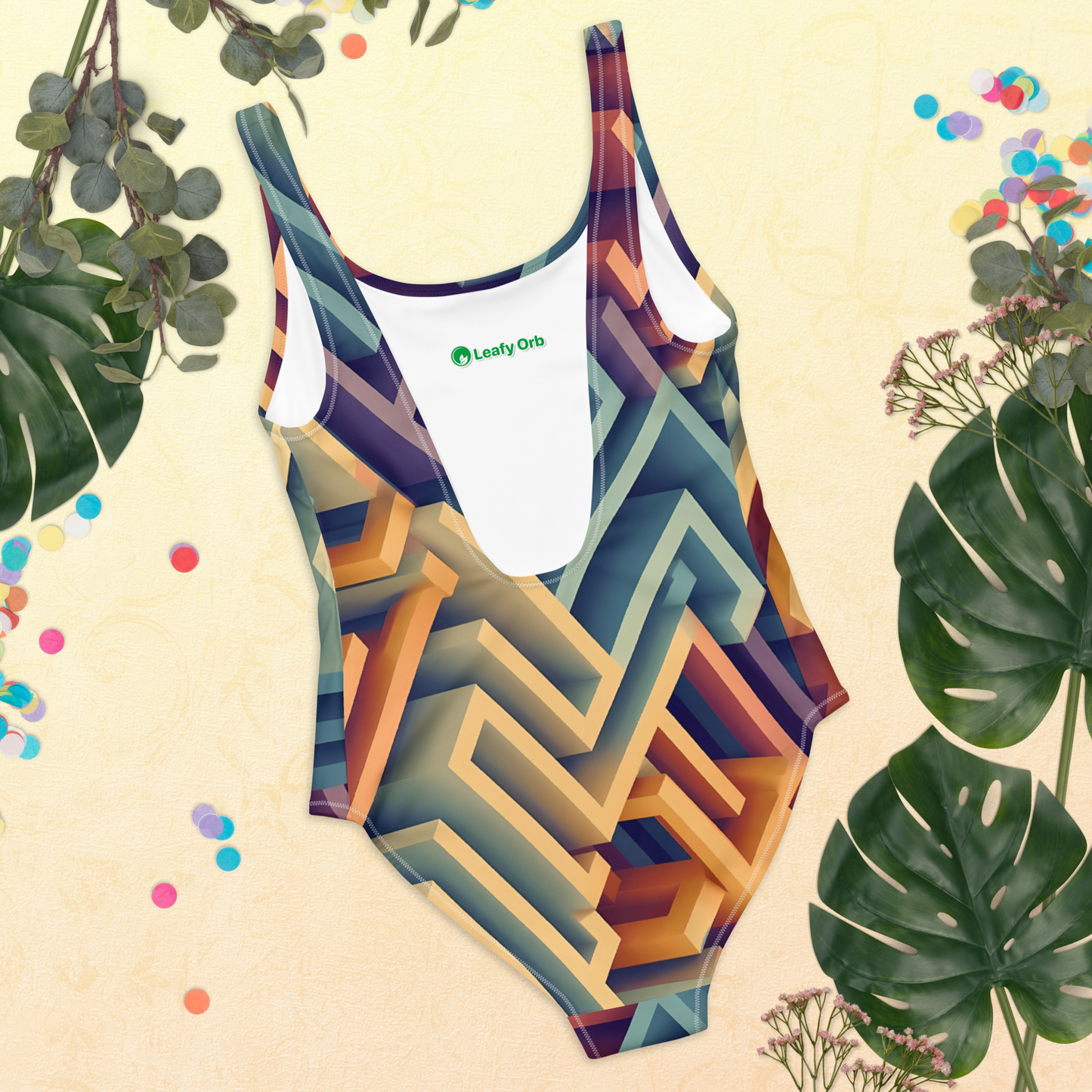 3D Maze Illusion | 3D Patterns | All-Over Print One-Piece Swimsuit - #3