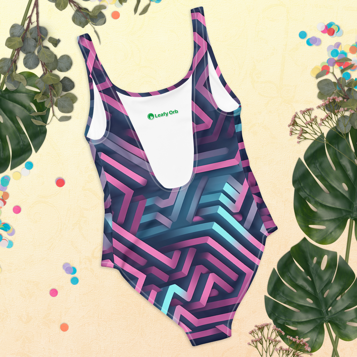 3D Maze Illusion | 3D Patterns | All-Over Print One-Piece Swimsuit - #4