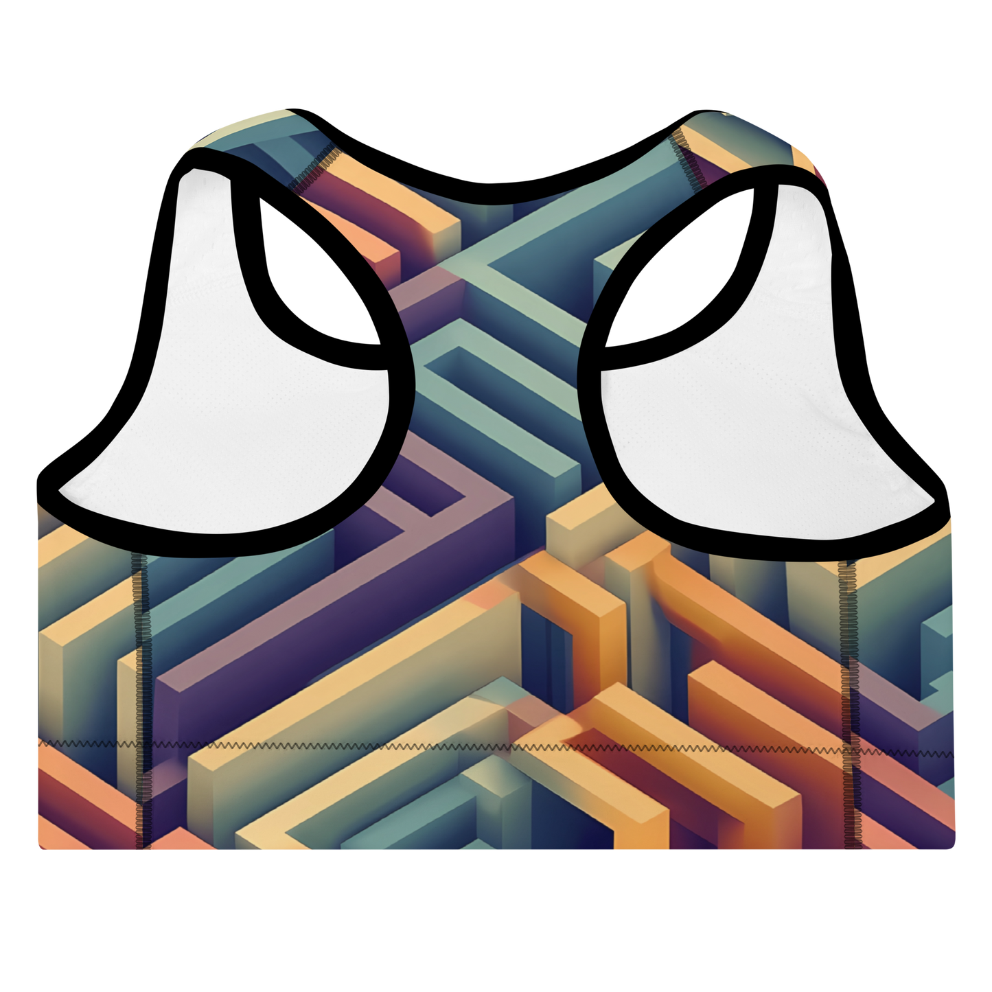 3D Maze Illusion | 3D Patterns | All-Over Print Padded Sports Bra - #3