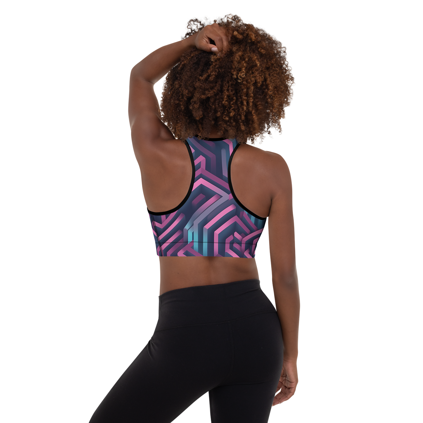 3D Maze Illusion | 3D Patterns | All-Over Print Padded Sports Bra - #4